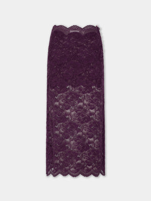 Midi skirt in magenta layered lace - 34