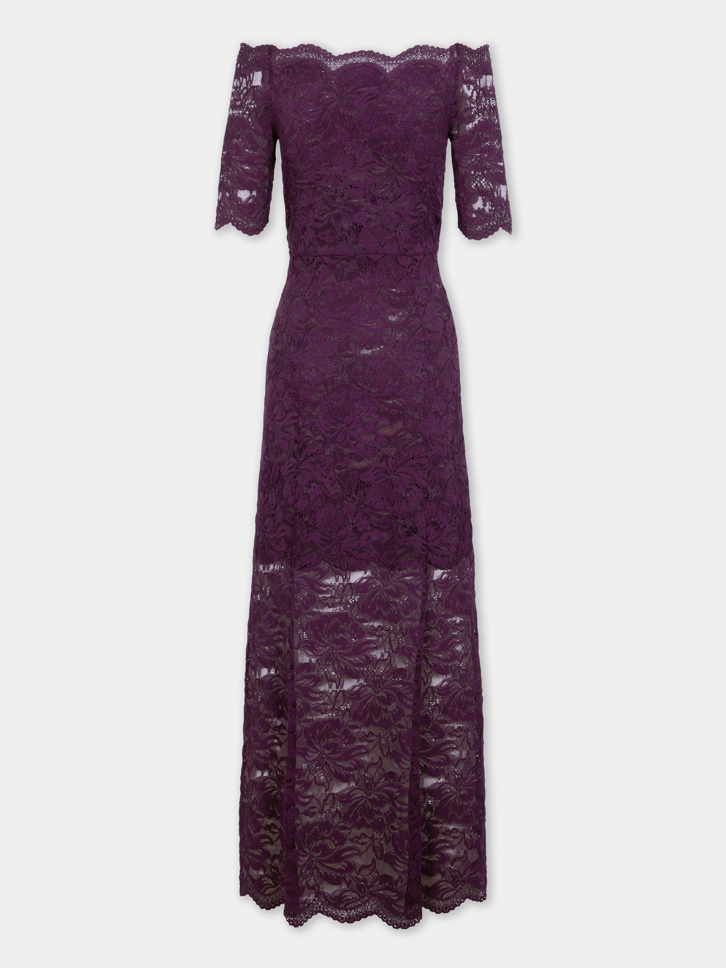 Robe midi en dentelle magenta superposée