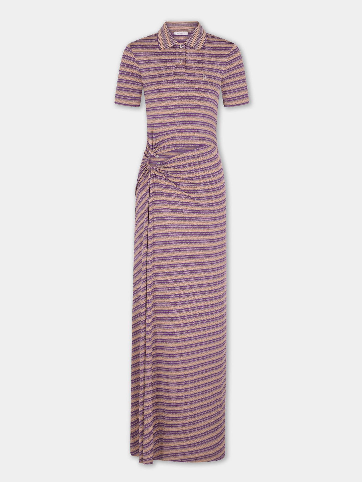 Long piercing dress in striped viscose jersey
