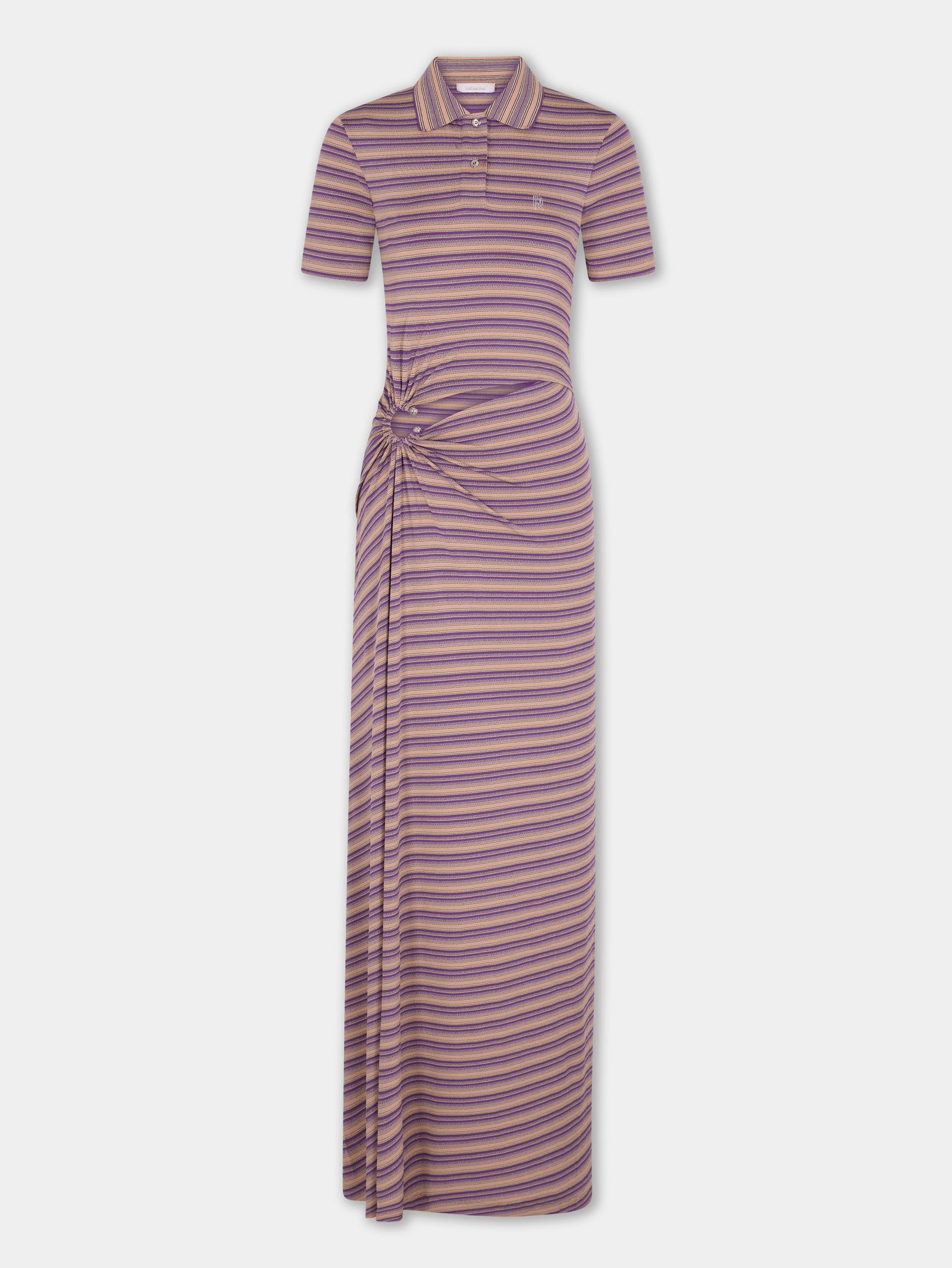 Long piercing dress in striped viscose jersey - Image 1