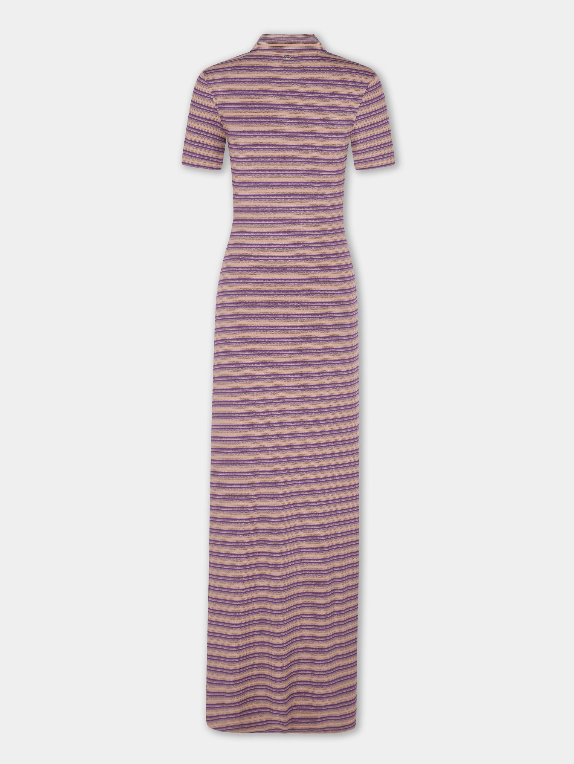 Long piercing dress in striped viscose jersey