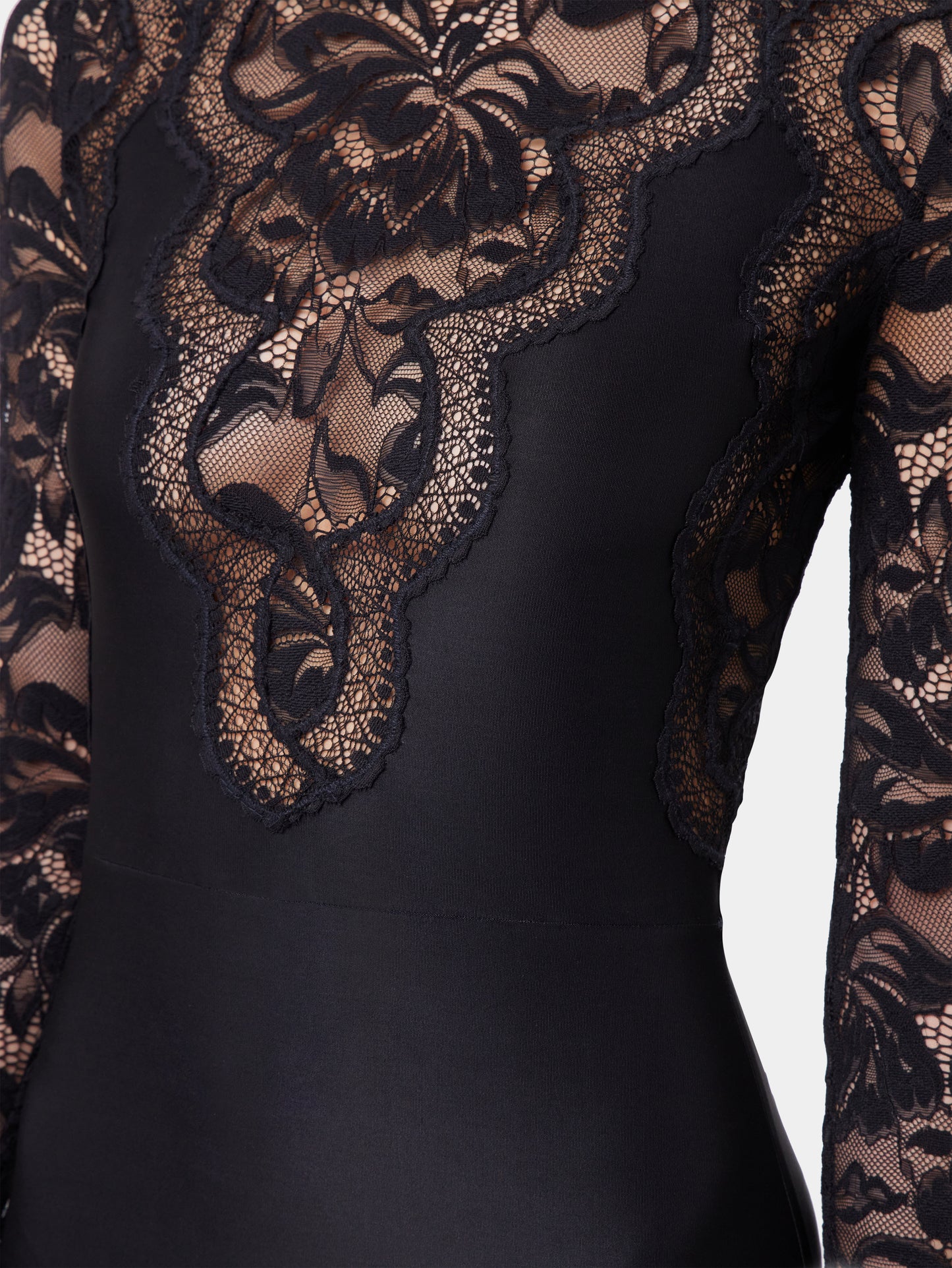 Black long dress in lace and jersey – Rabanne