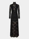 Black long dress in lace and jersey