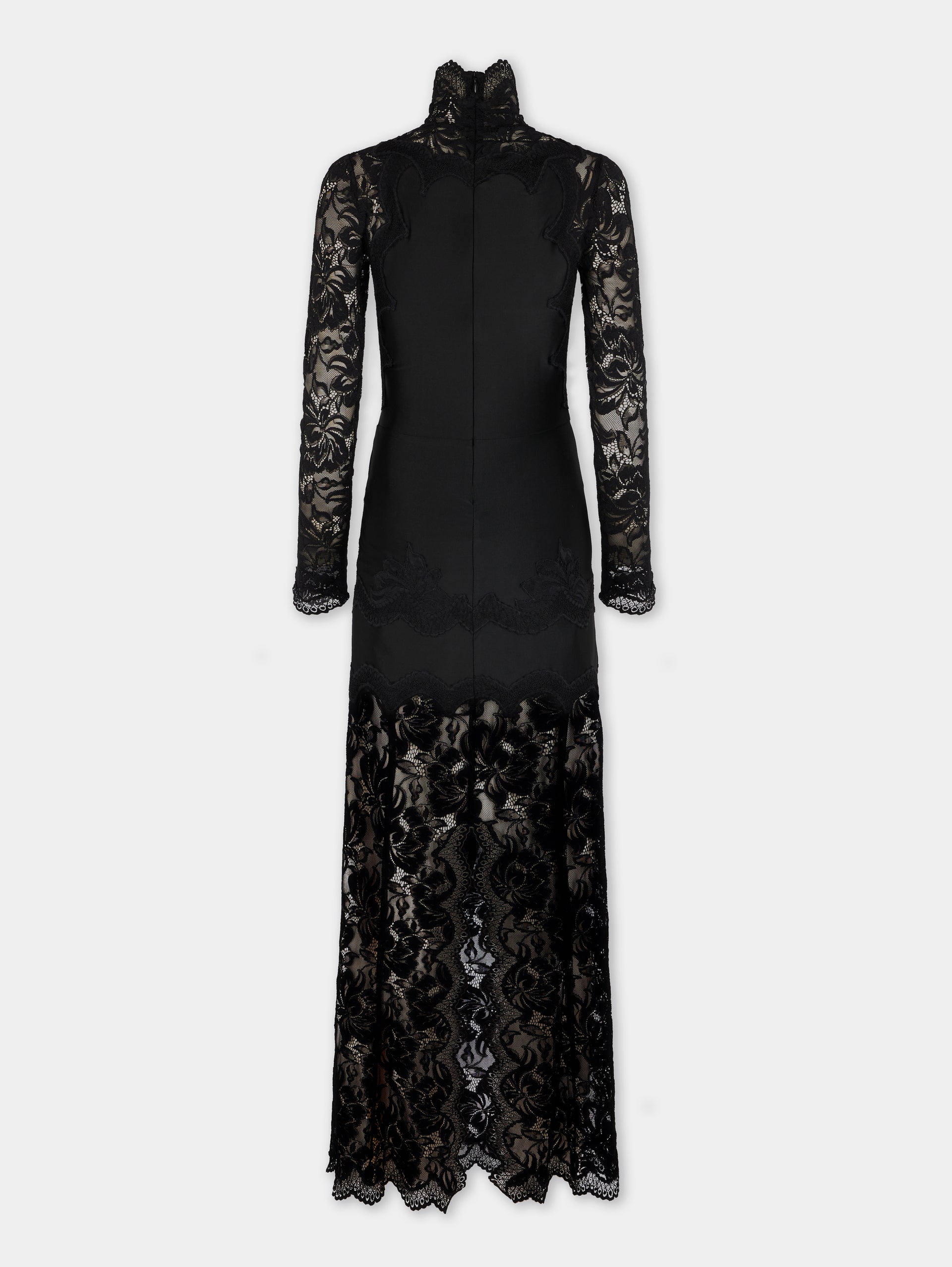 Black long dress in lace and jersey position 9