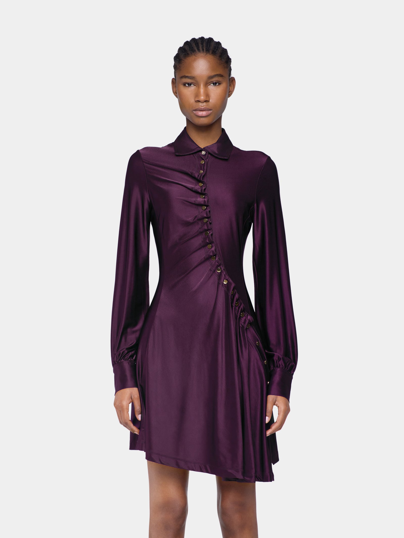 Robe mini drapée en jersey magenta - Image 2
