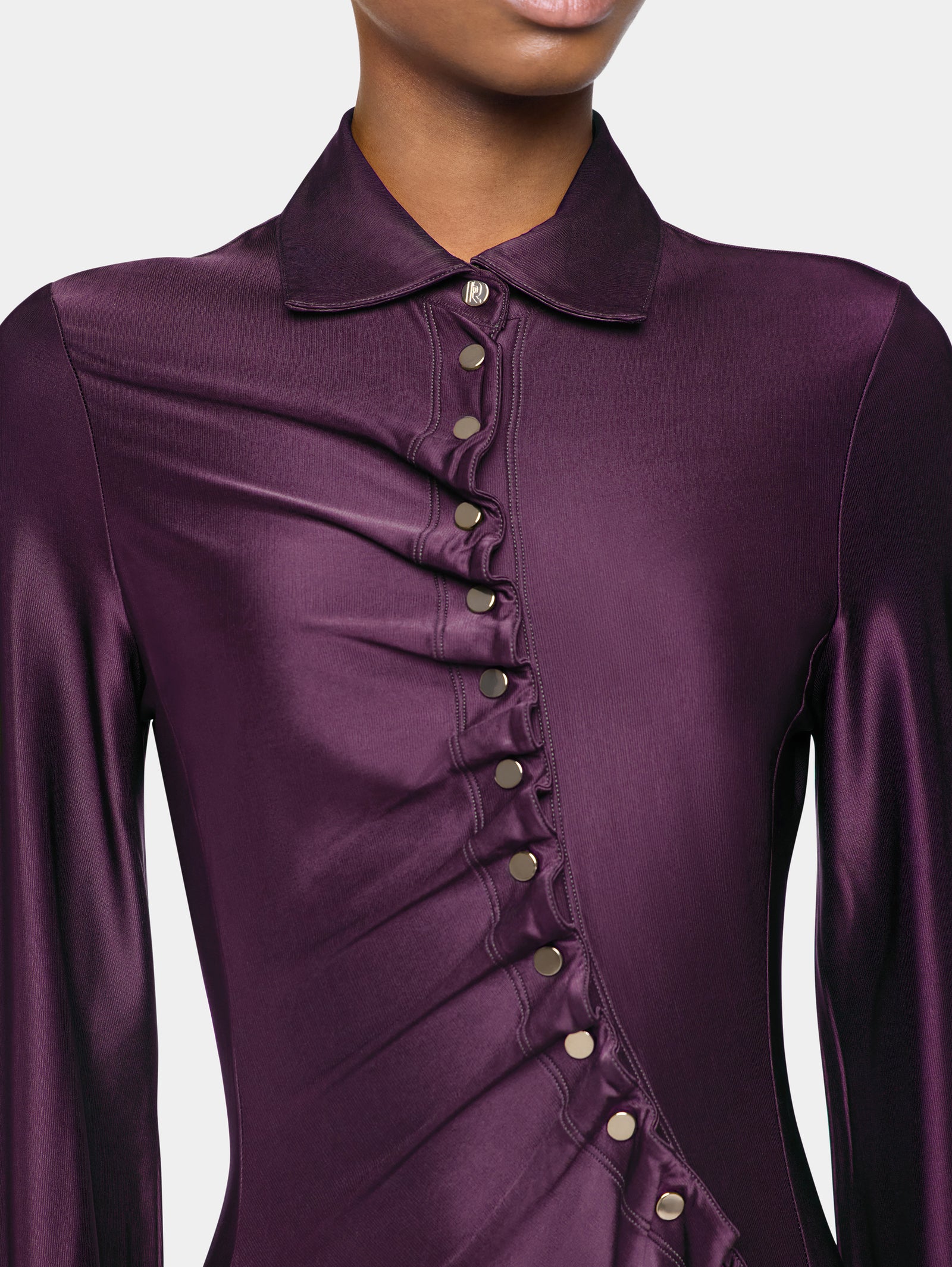 Robe mini drapée en jersey magenta - Image 3