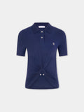 Top piercing bleu marine en jersey de coton 