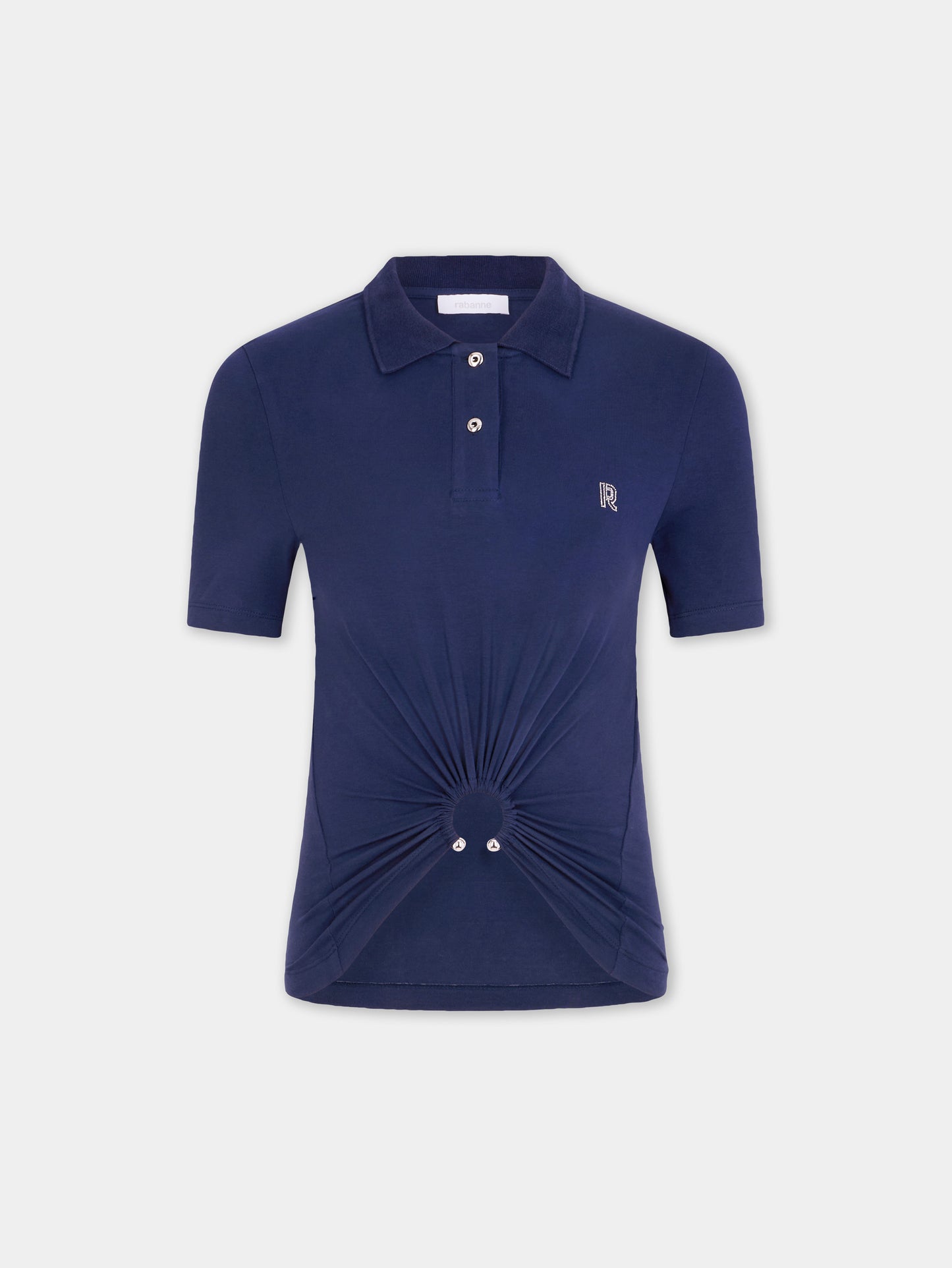 Top piercing bleu marine en jersey de coton 