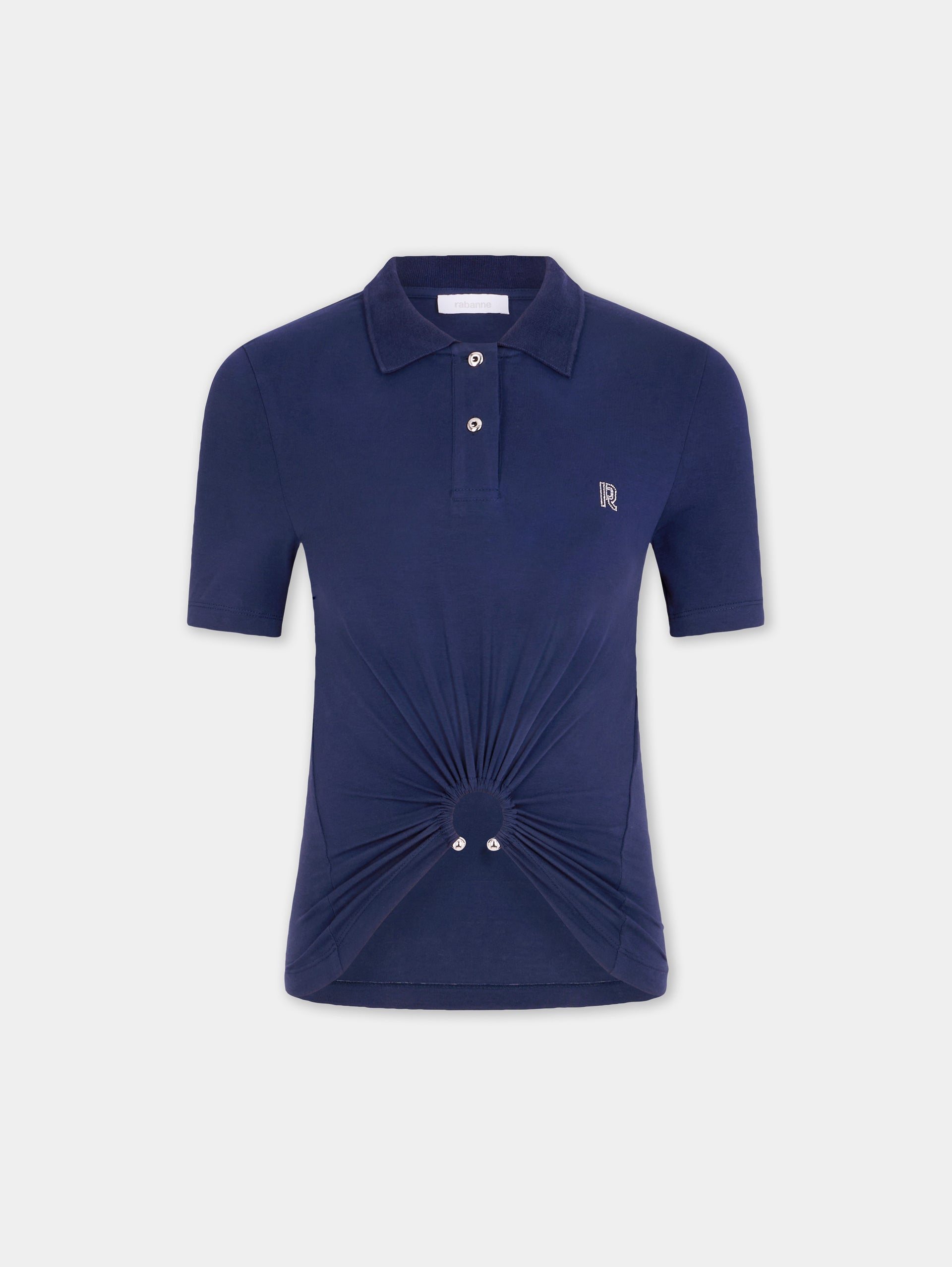 Top piercing bleu marine en jersey de coton 