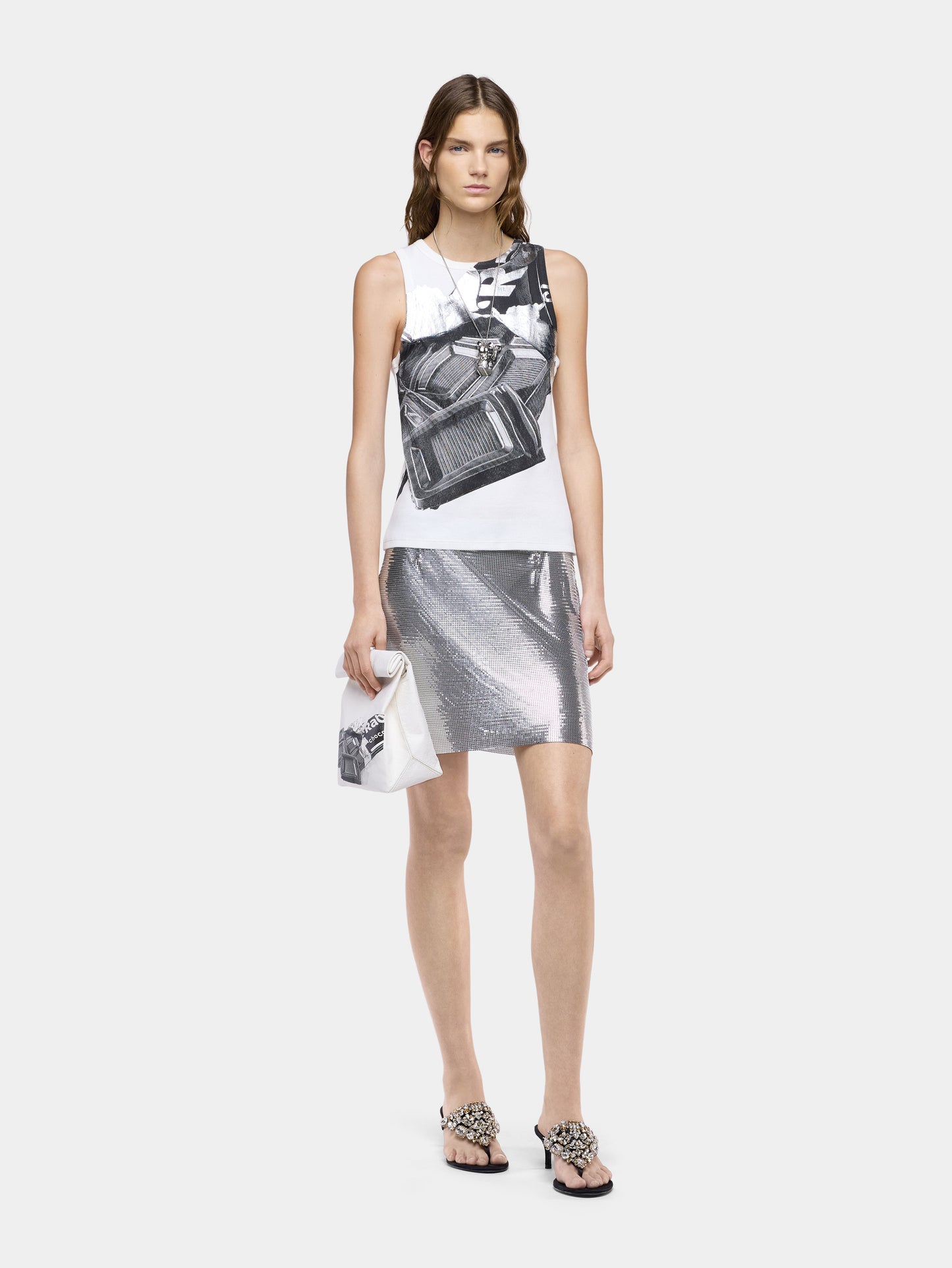 Ohmori x Rabanne chocolat print tank top