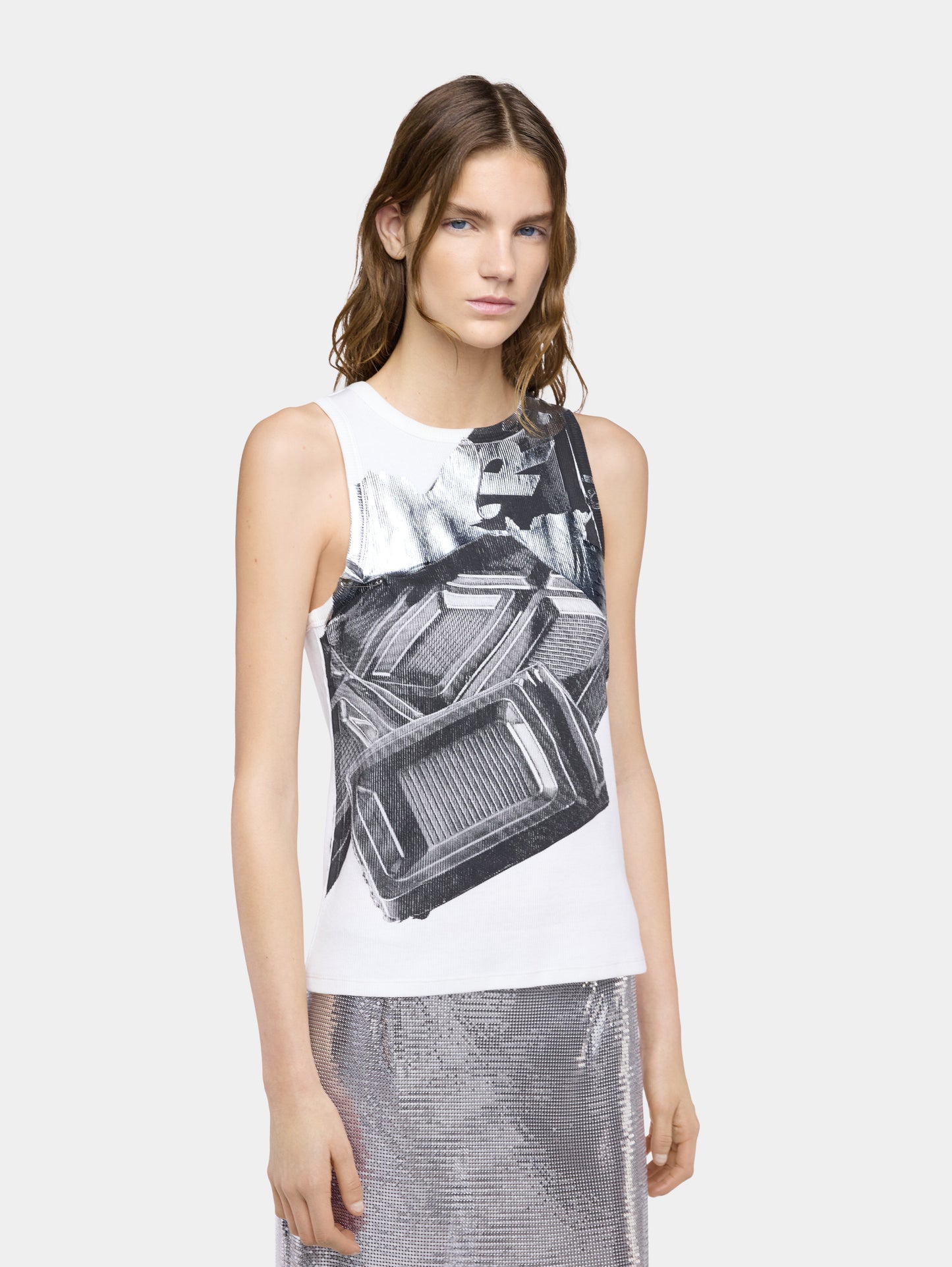 Ohmori x Rabanne chocolat print tank top