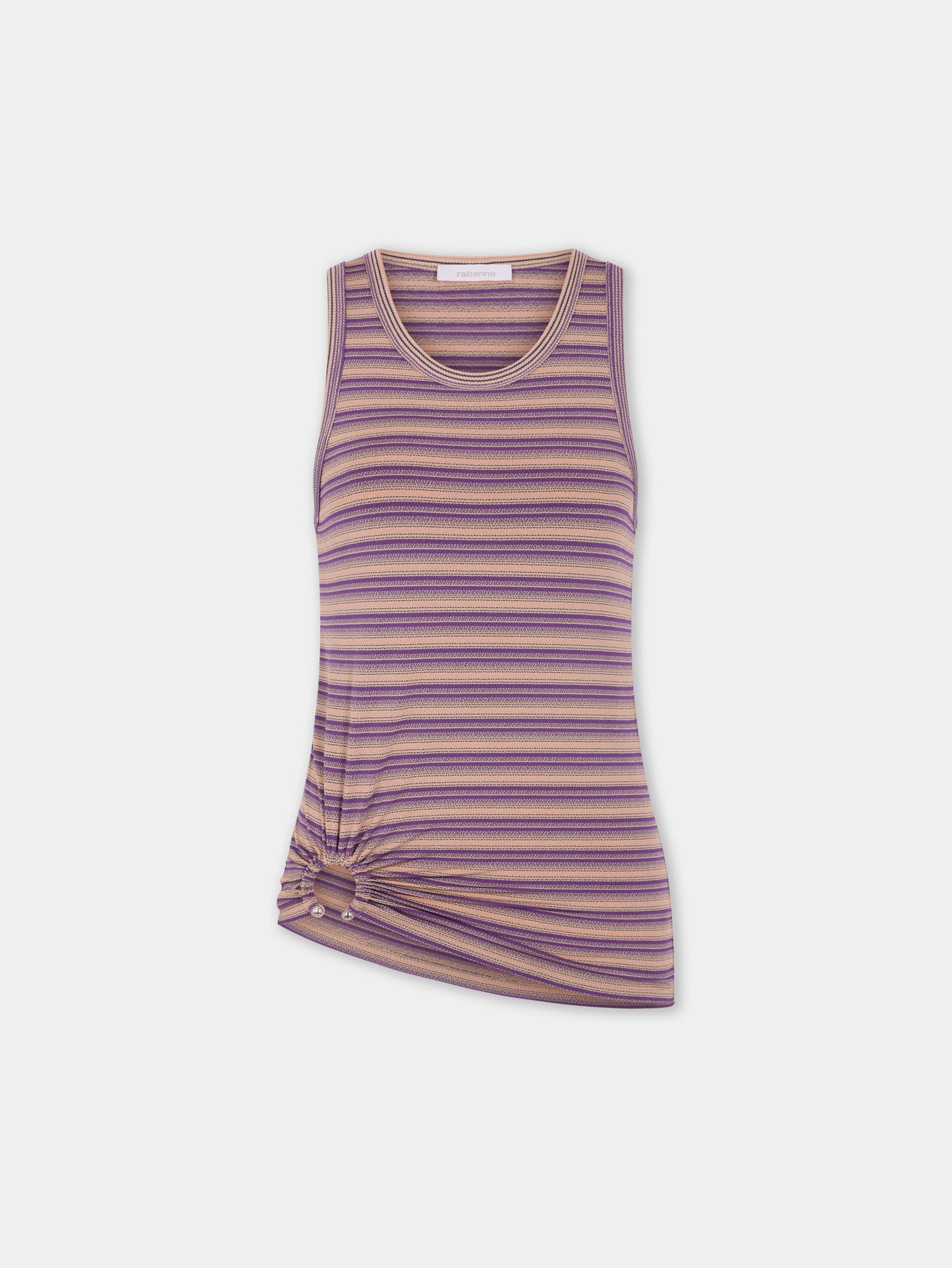 Striped piercing tank top in viscose jersey