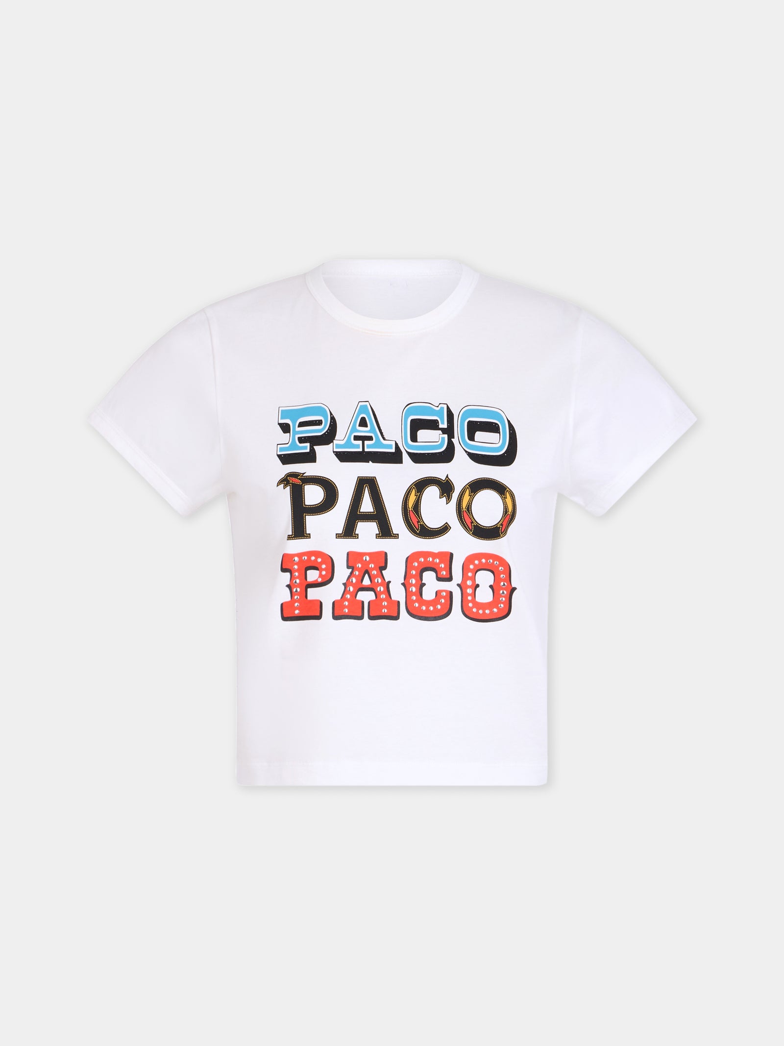 Paco printed t-shirt in white cotton - Image 1