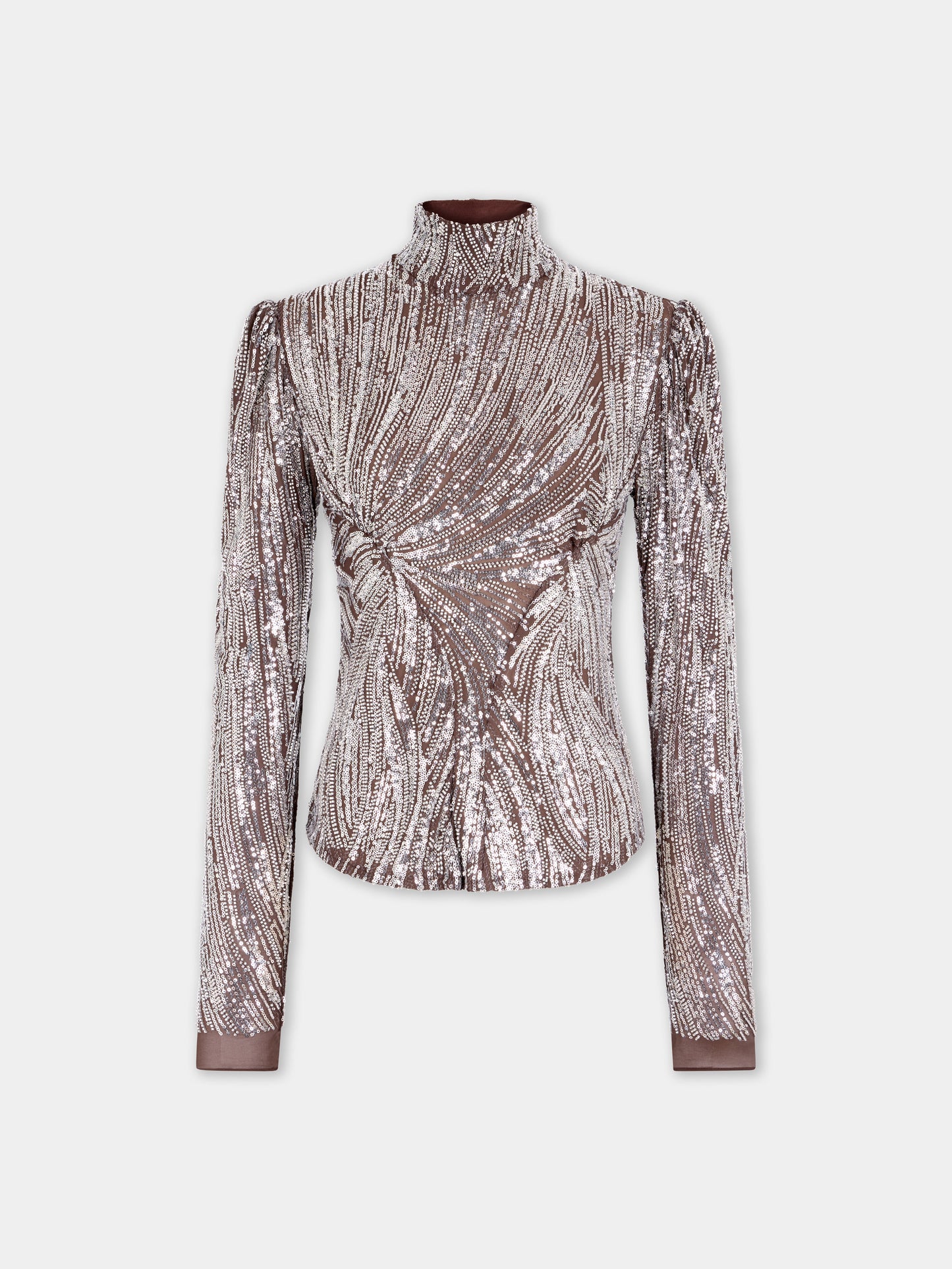 Long-sleeve top with silver embroidery details