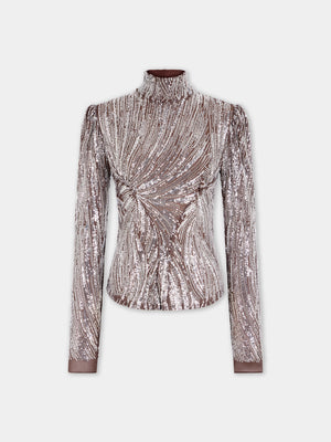 Long-sleeve top with silver embroidery details - 34