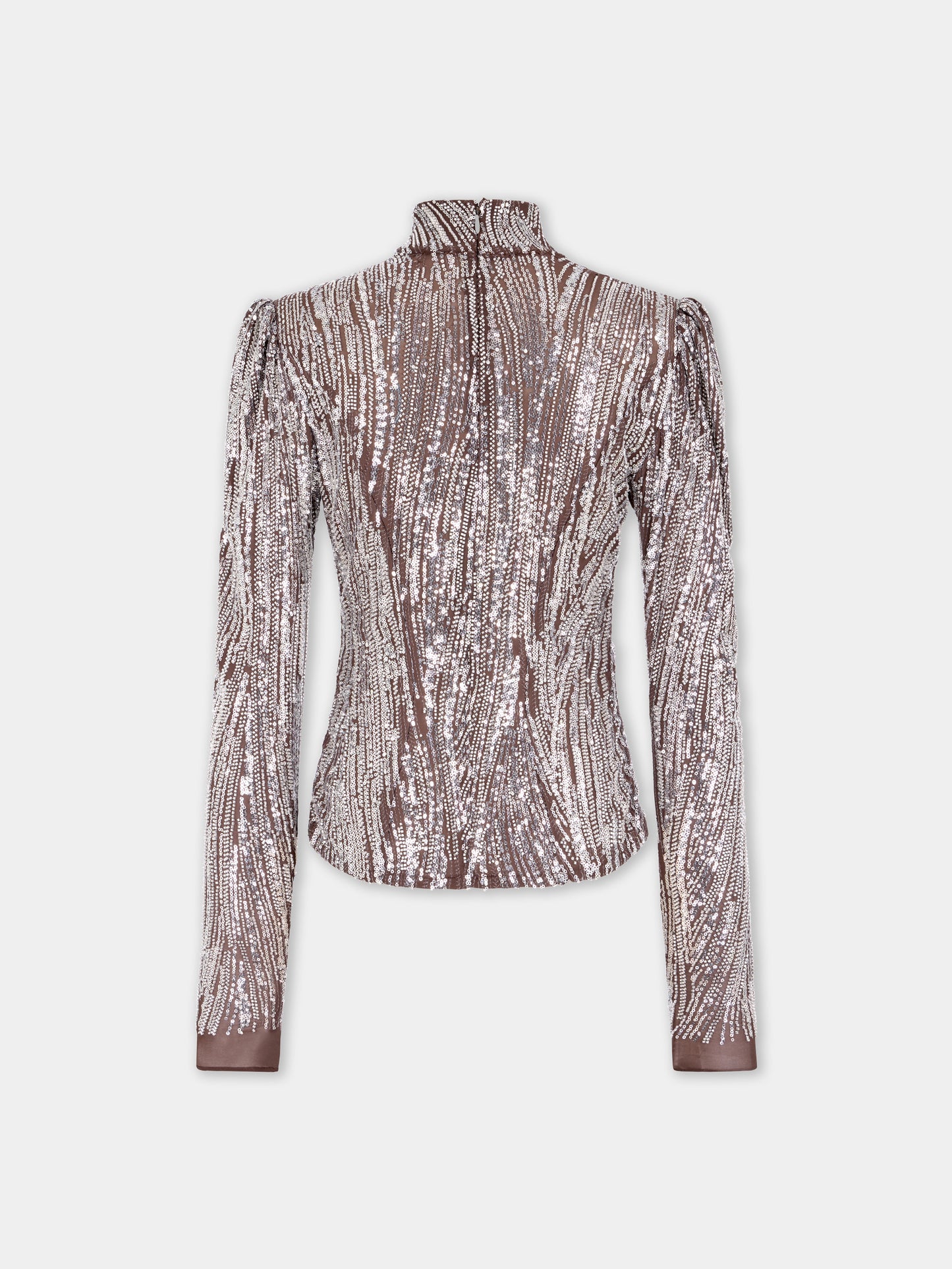 Long-sleeve top with silver embroidery details