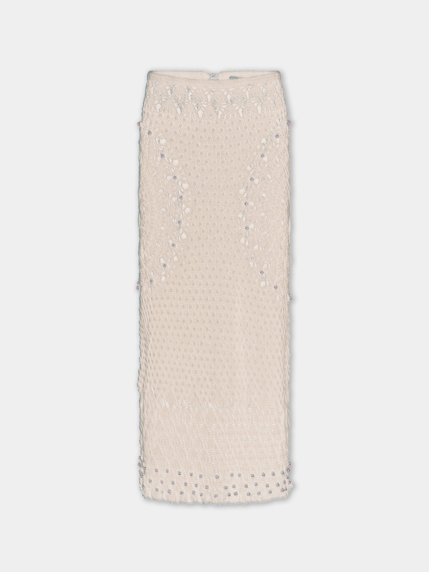 Handmade midi skirt in ecru crochet