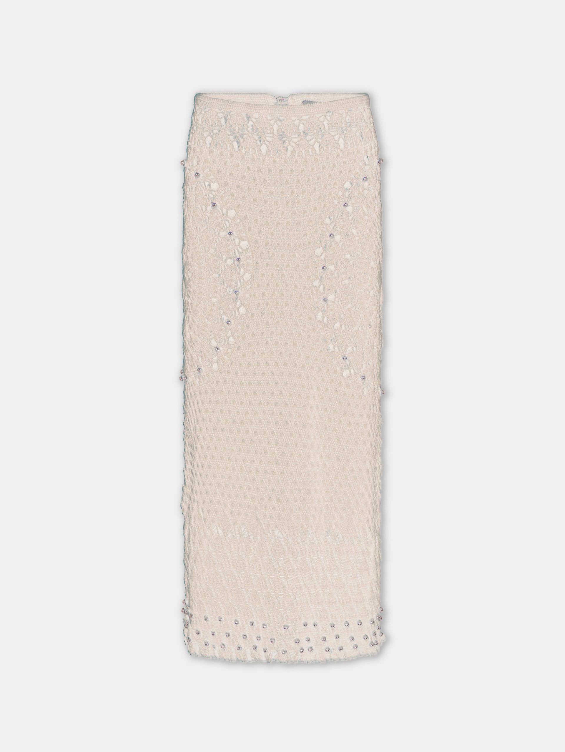 Handmade midi skirt in ecru crochet