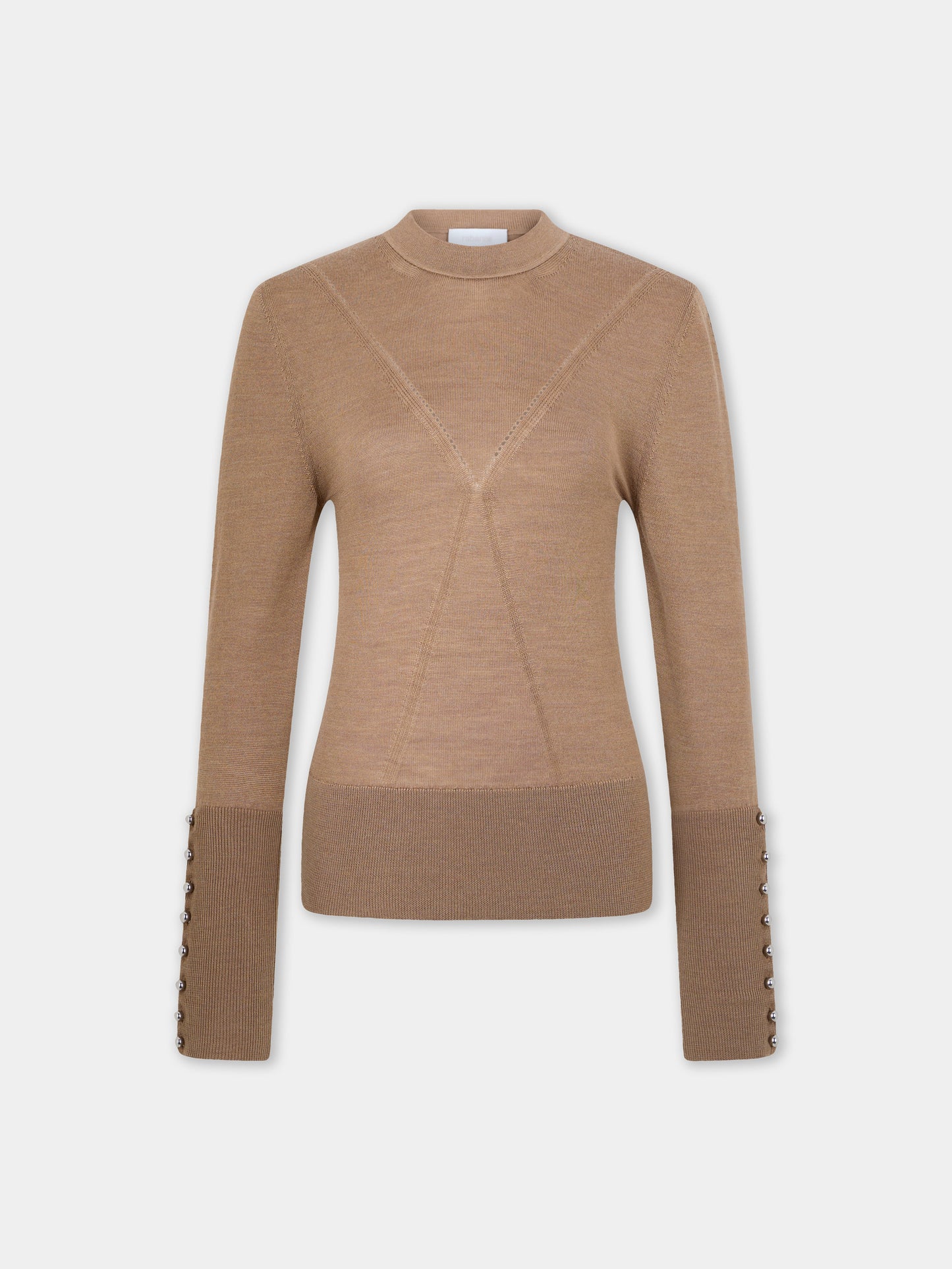 Camel wool long-sleeve sweater