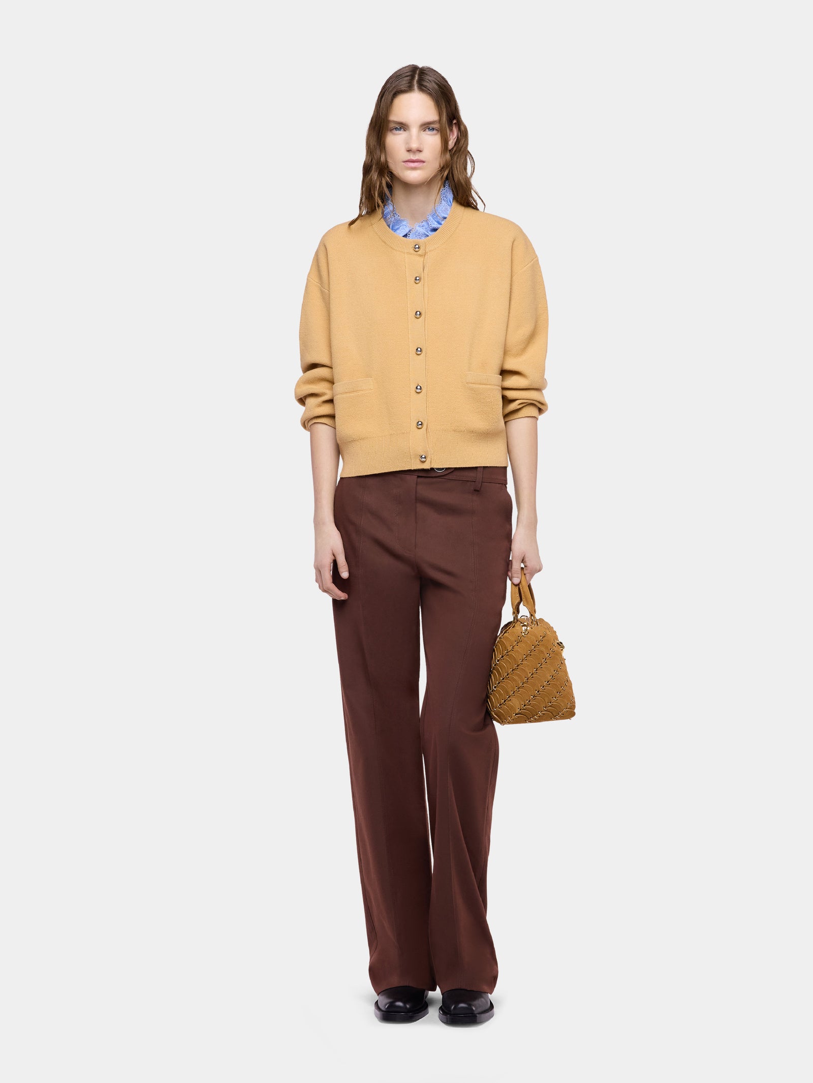 Camel wool long-sleeve cardigan - Image 2
