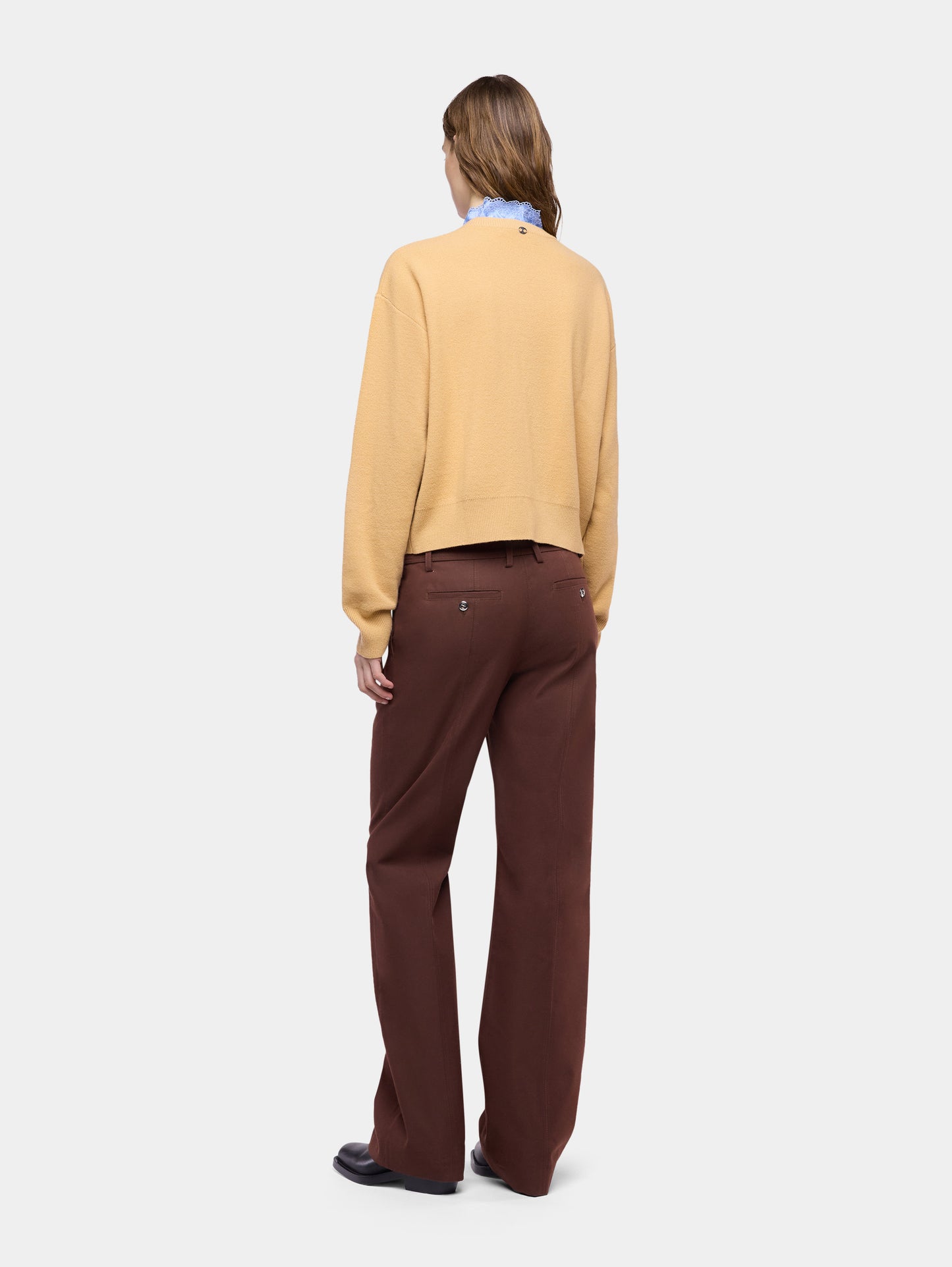 Camel wool long-sleeve cardigan