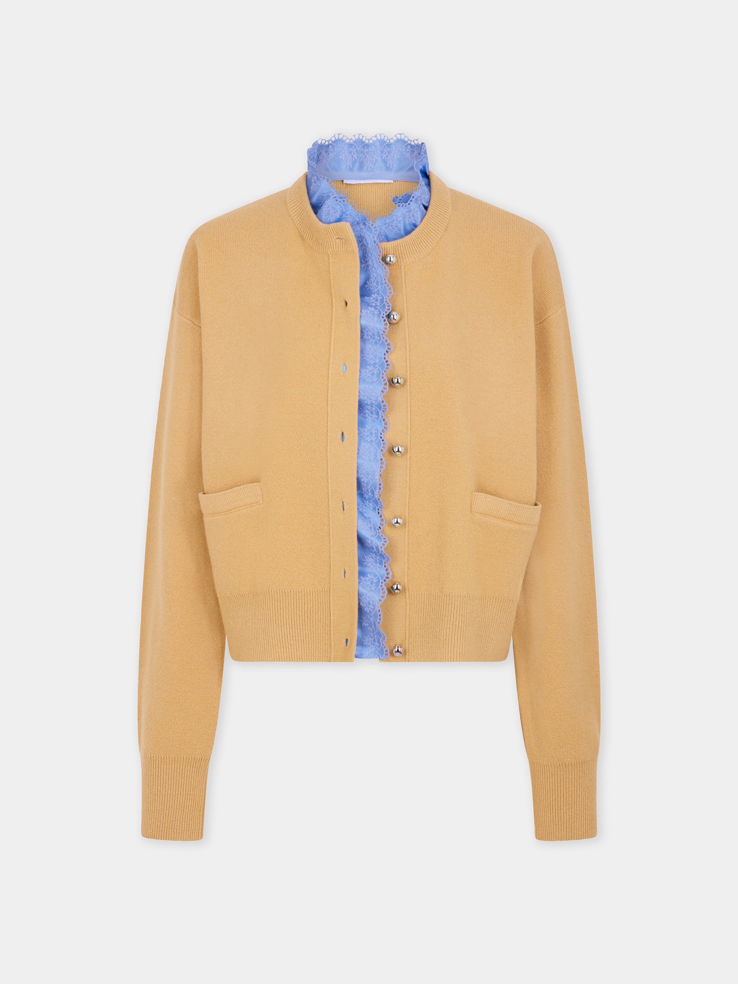 Camel wool long-sleeve cardigan