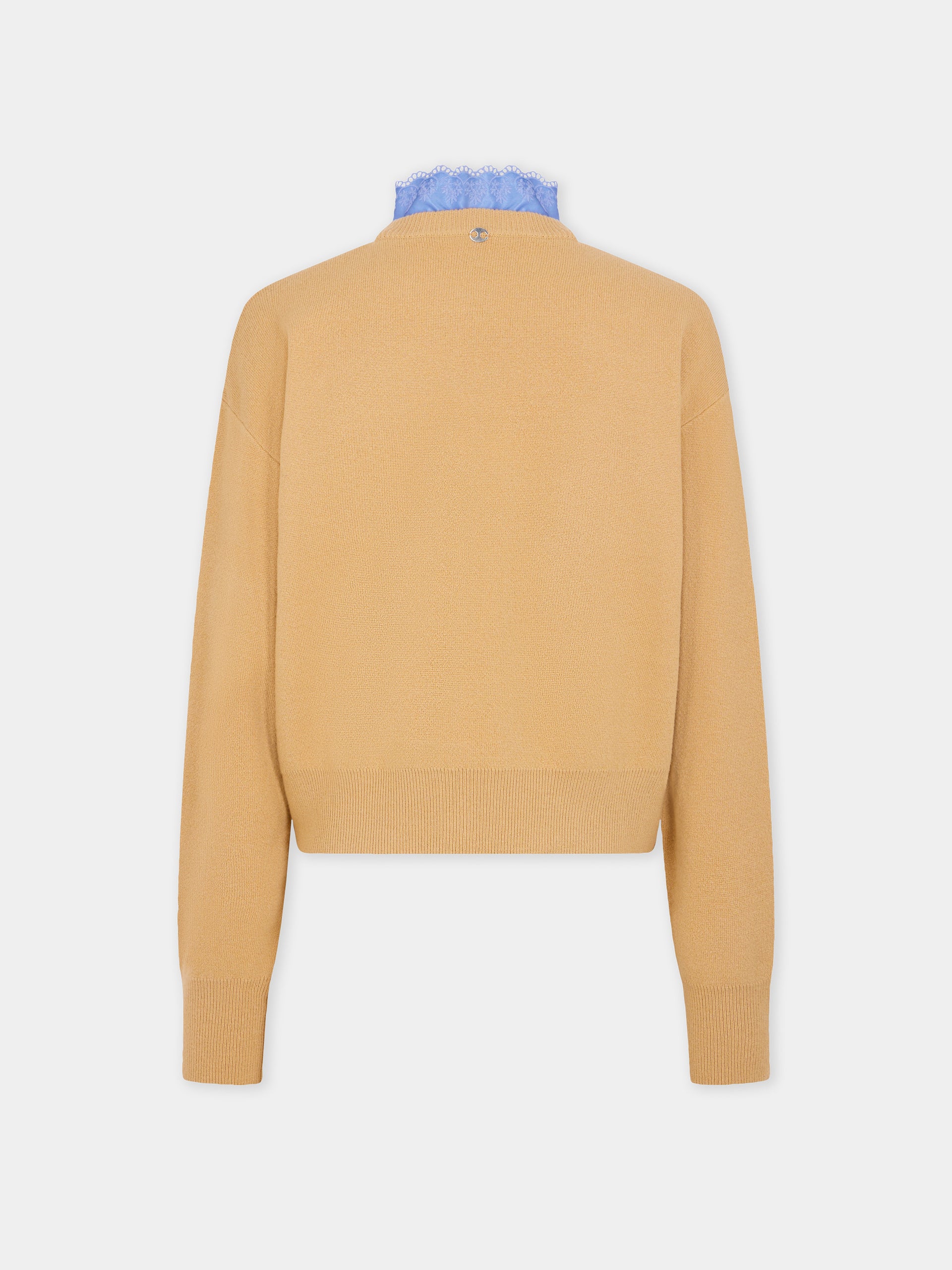 Camel wool long-sleeve cardigan