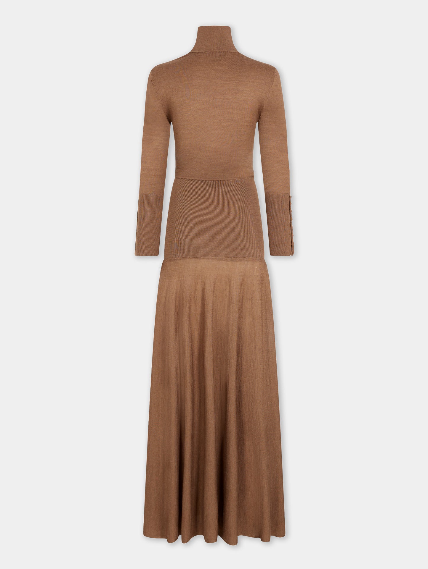 Camel wool long fluid dress