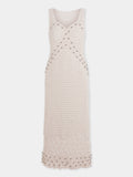 Handmade midi dress in ecru crochet