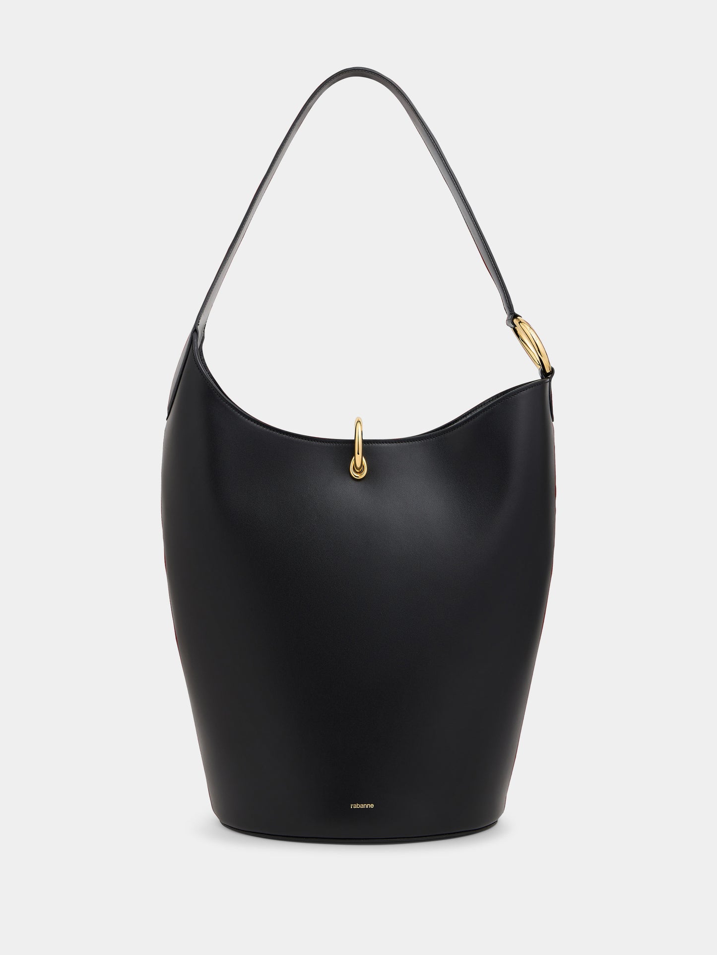 Sac tote ring en cuir noir 