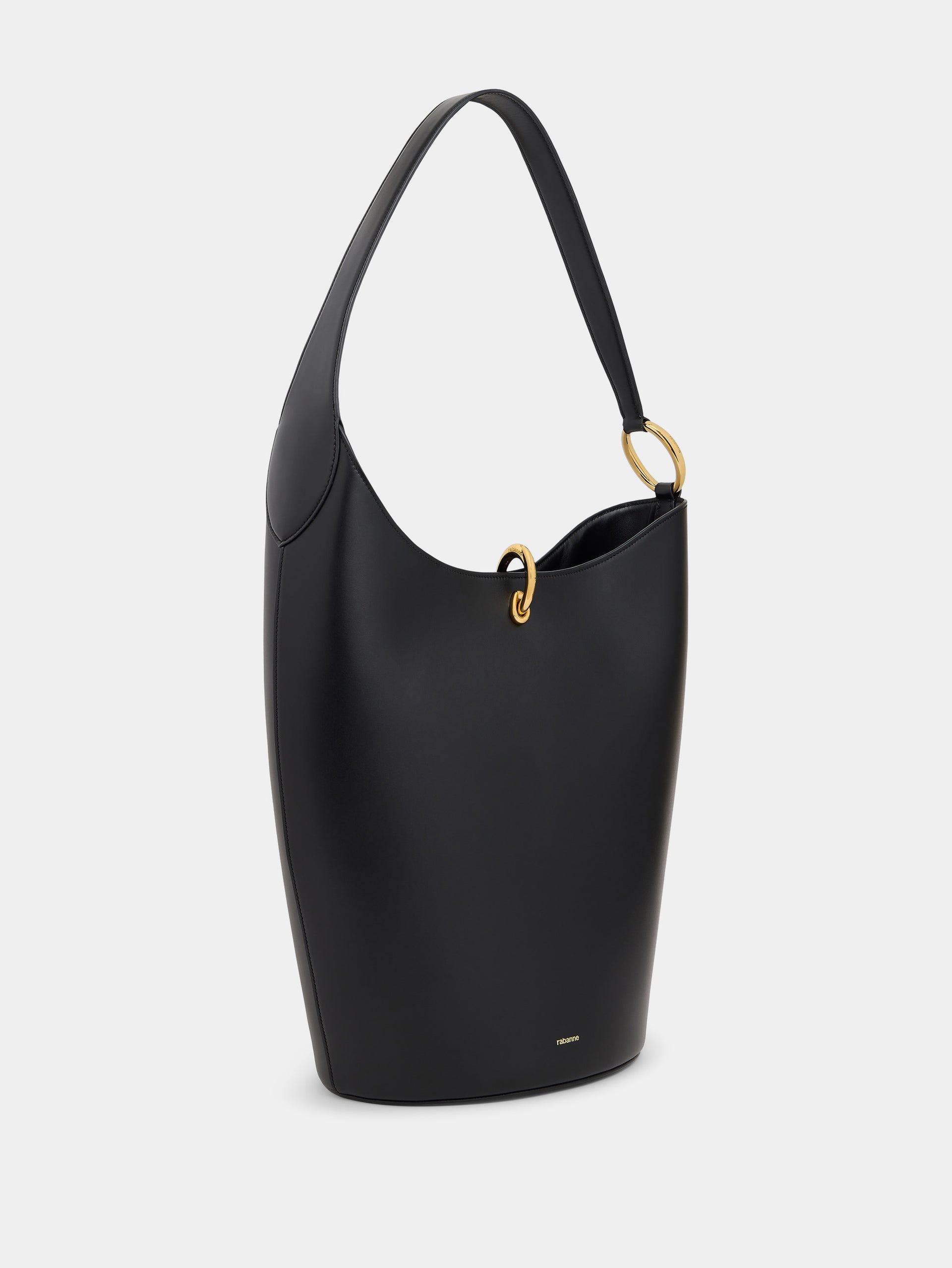 Sac tote ring en cuir noir 