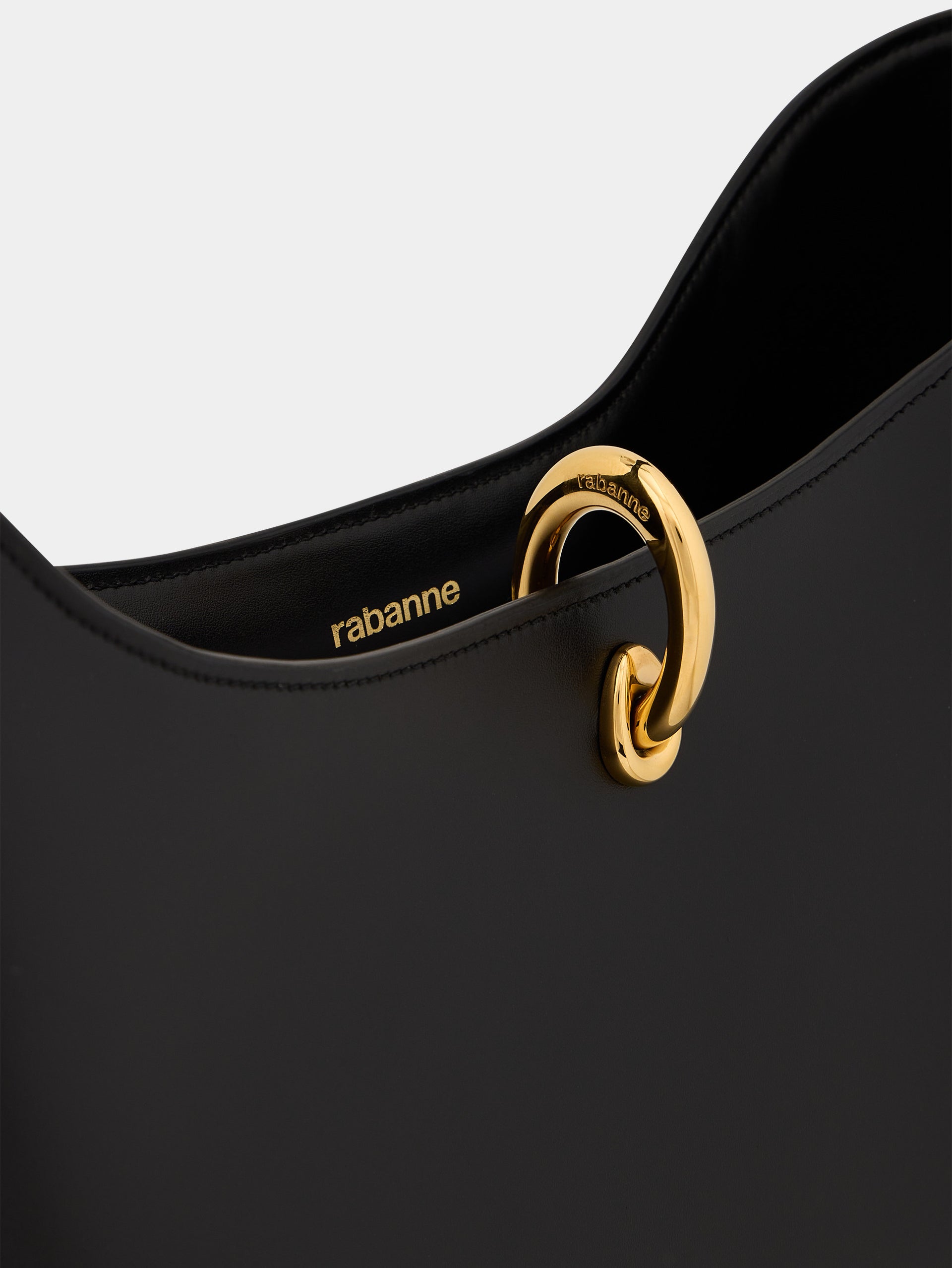 Sac tote ring en cuir noir 