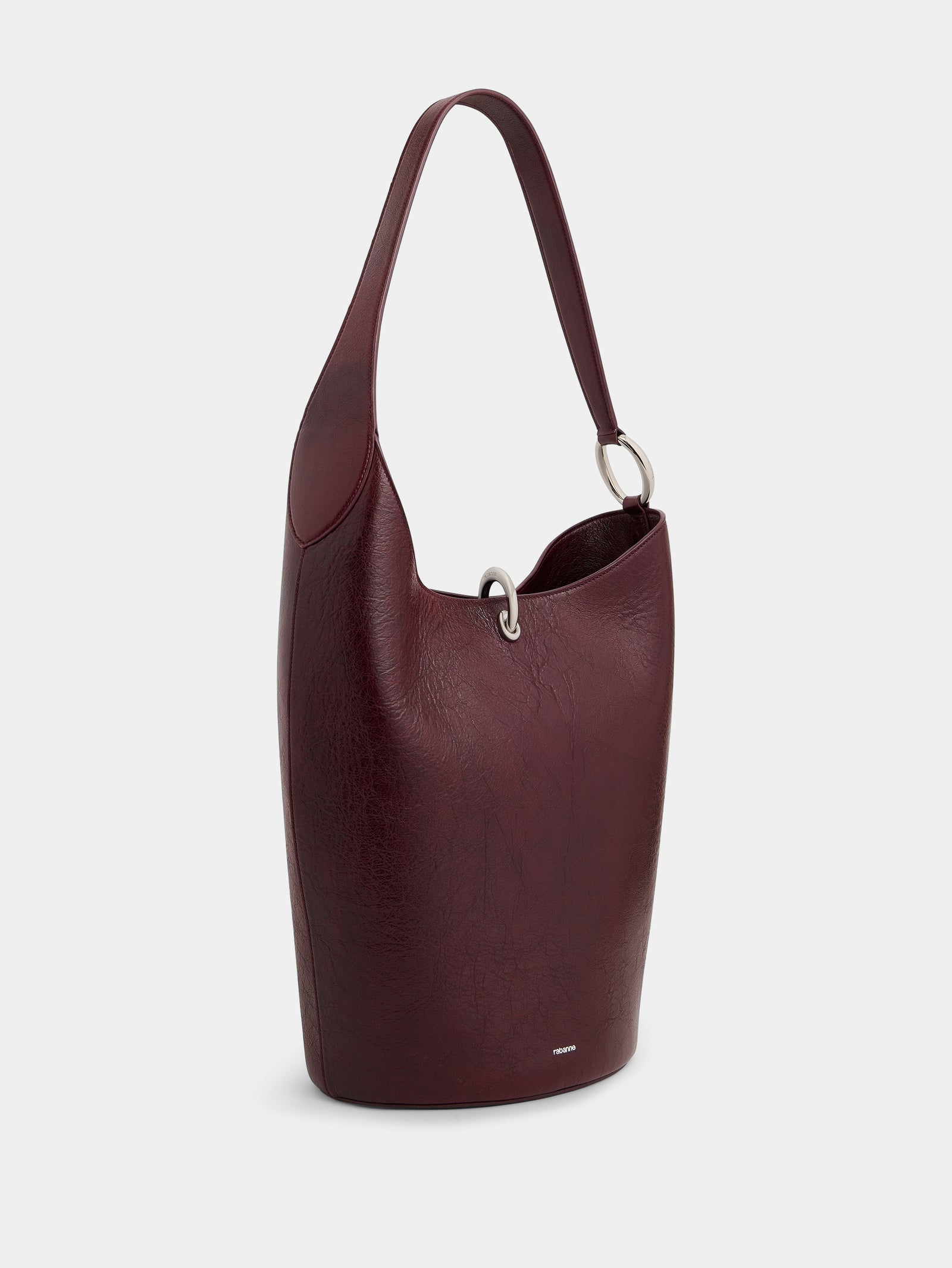 Ring Tote bag in burgundy textured leather - Image 2