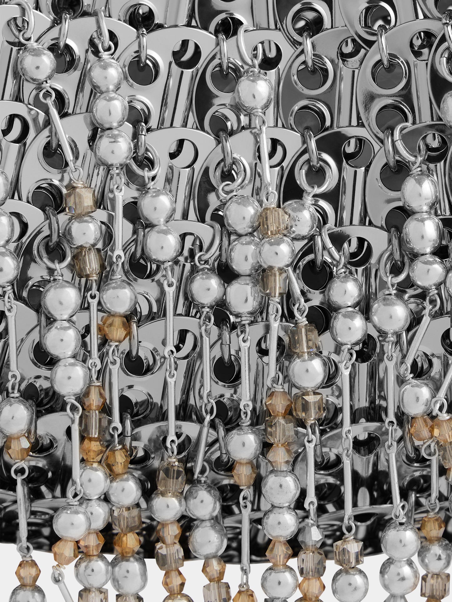 Sac clutch 1969 argentée avec ornements de perles et sequins 