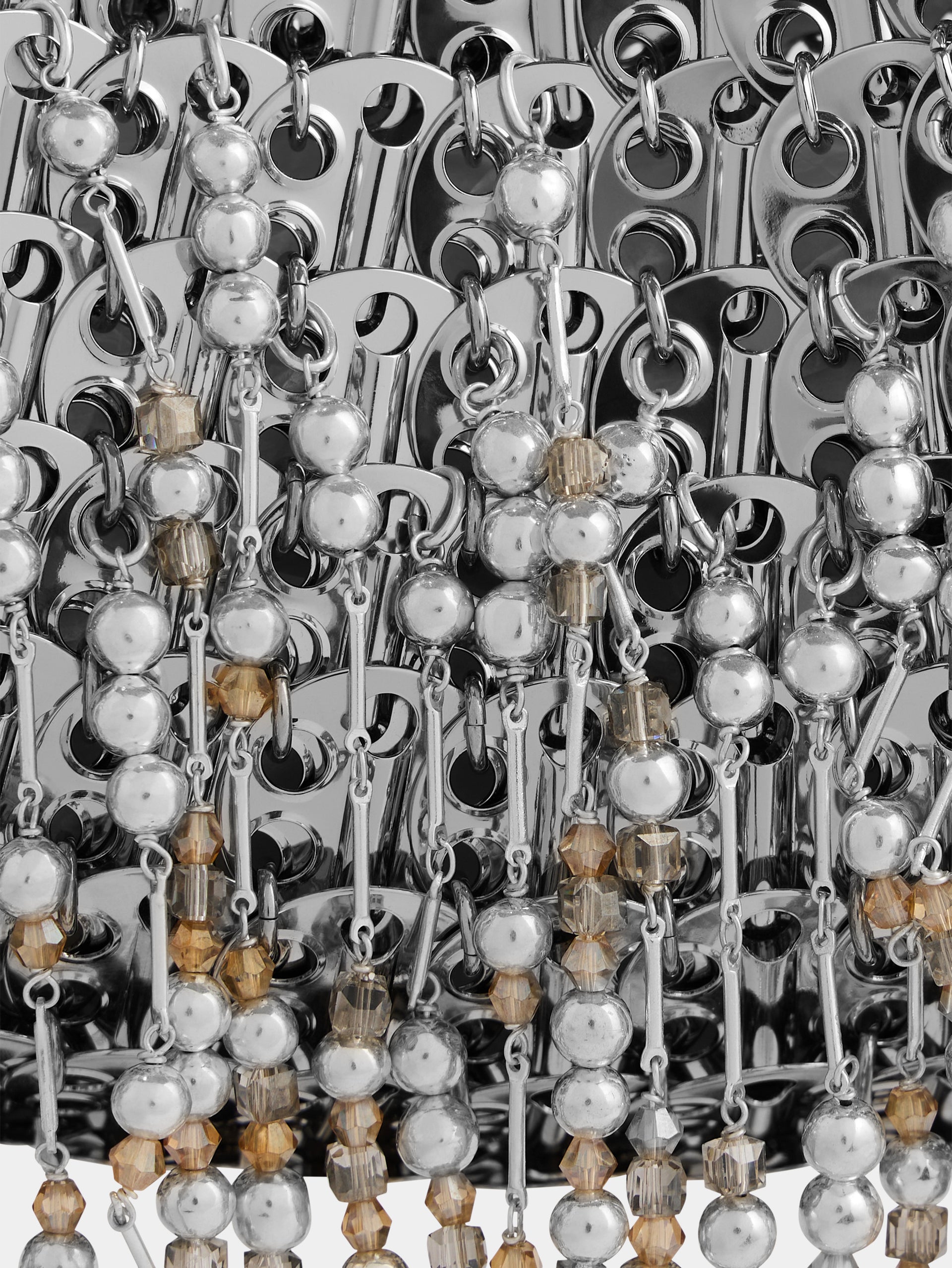 Sac clutch 1969 argentée avec ornements de perles et sequins 