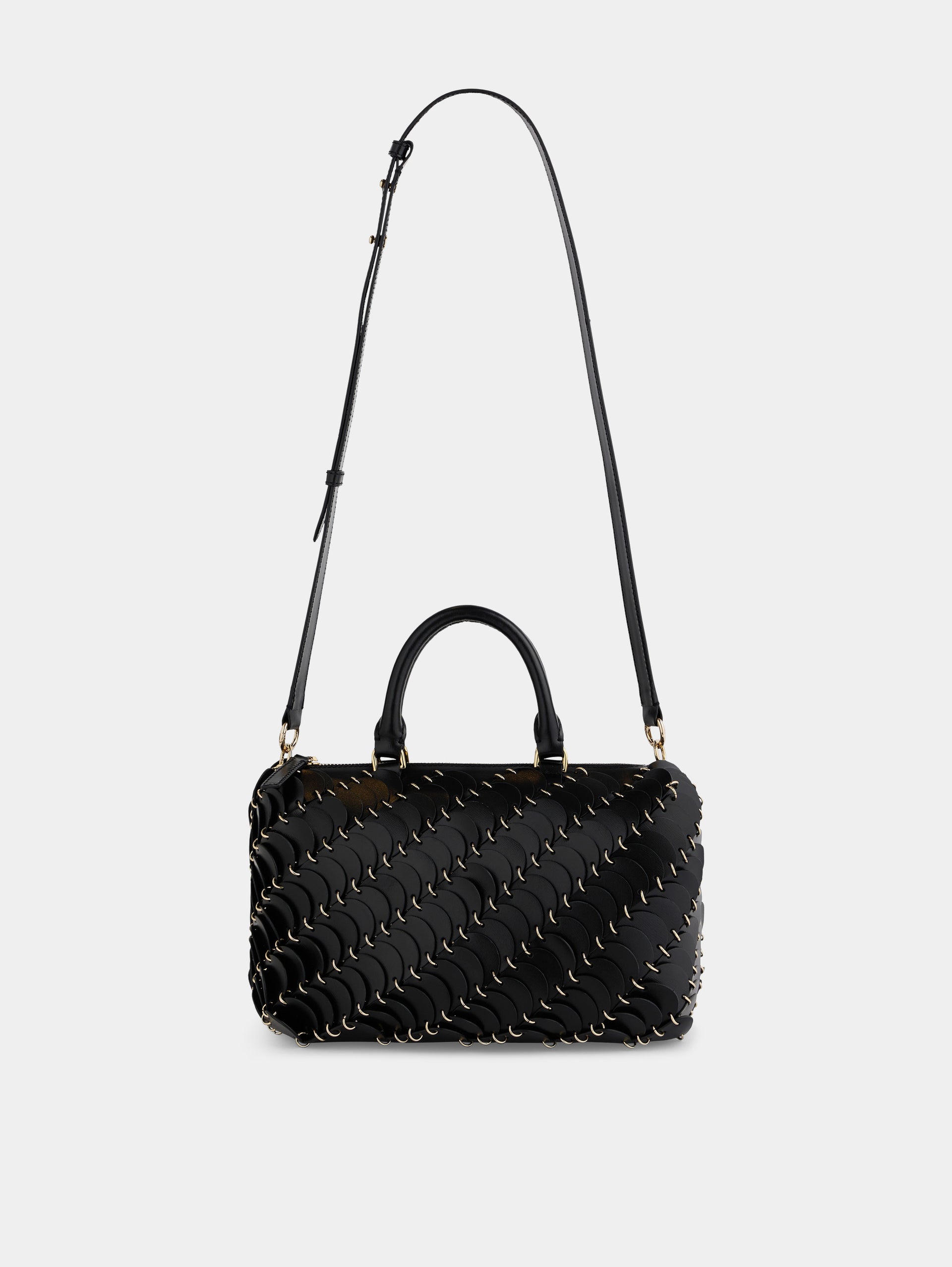 Boston Bag in black leather and gold finishing