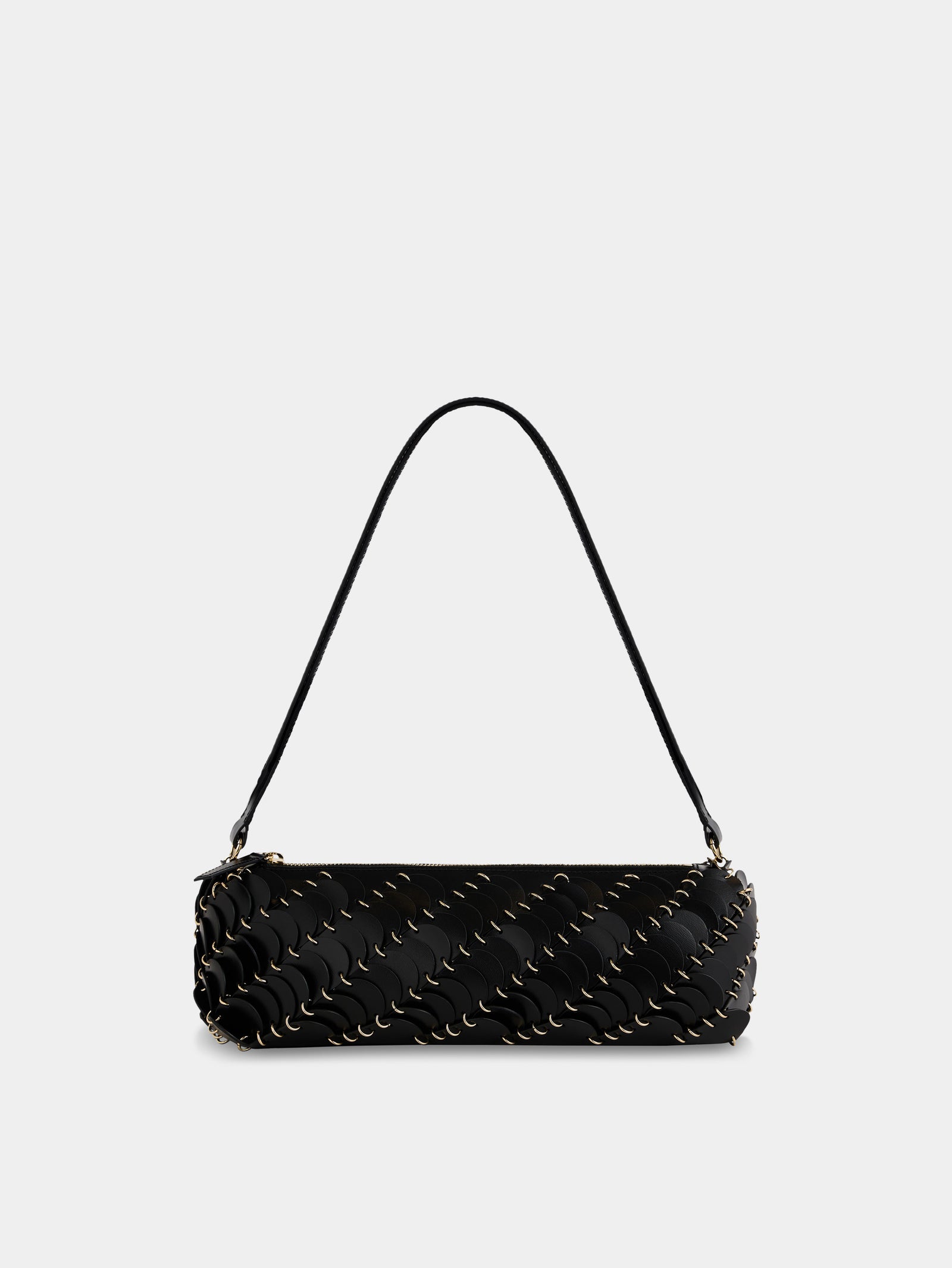 Baguette Bag in black leather and gold finishing - Image 1