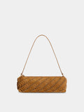 Baguette Bag in camel nubuck leather and gold finishing