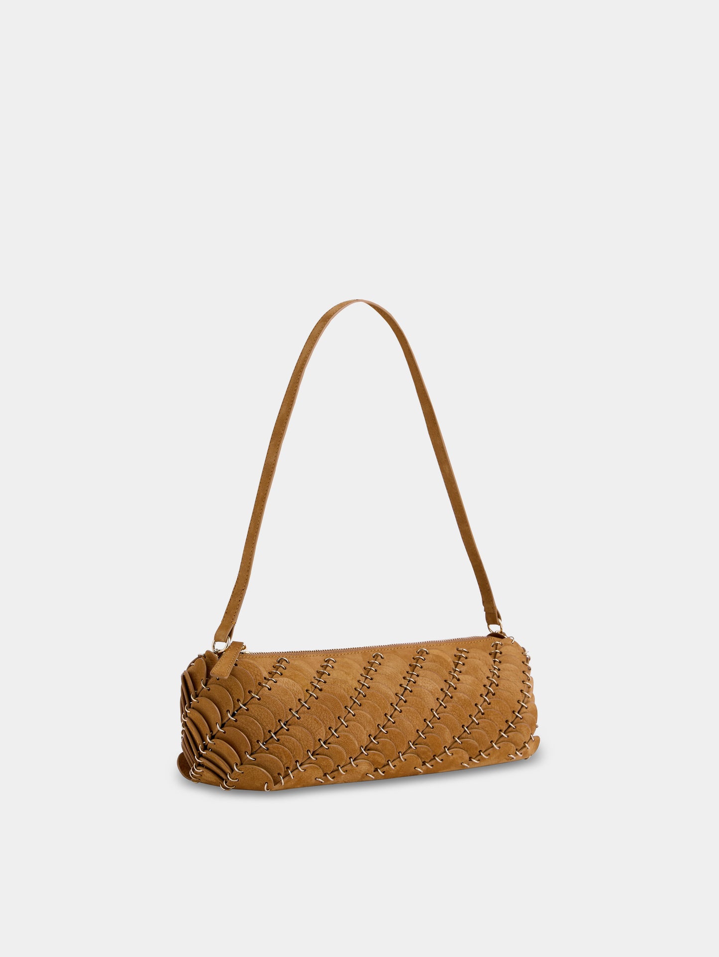Baguette Bag in camel nubuck leather and gold finishing