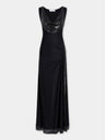Long black mesh and jersey dress