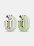 Earrings XL Link in bicolor silver and green