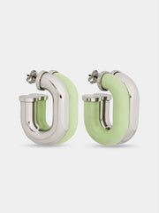 Earrings XL Link in bicolor silver and green