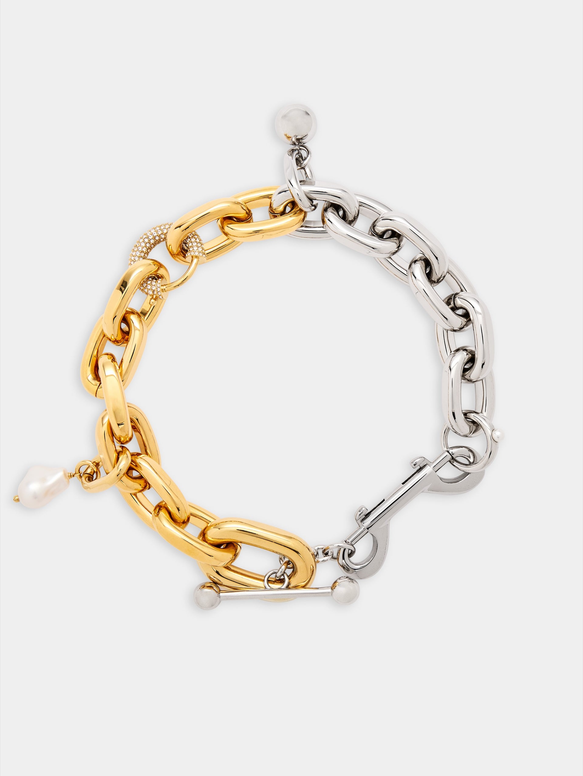 Necklace XL Link in bi-color punk style packshot side view 4