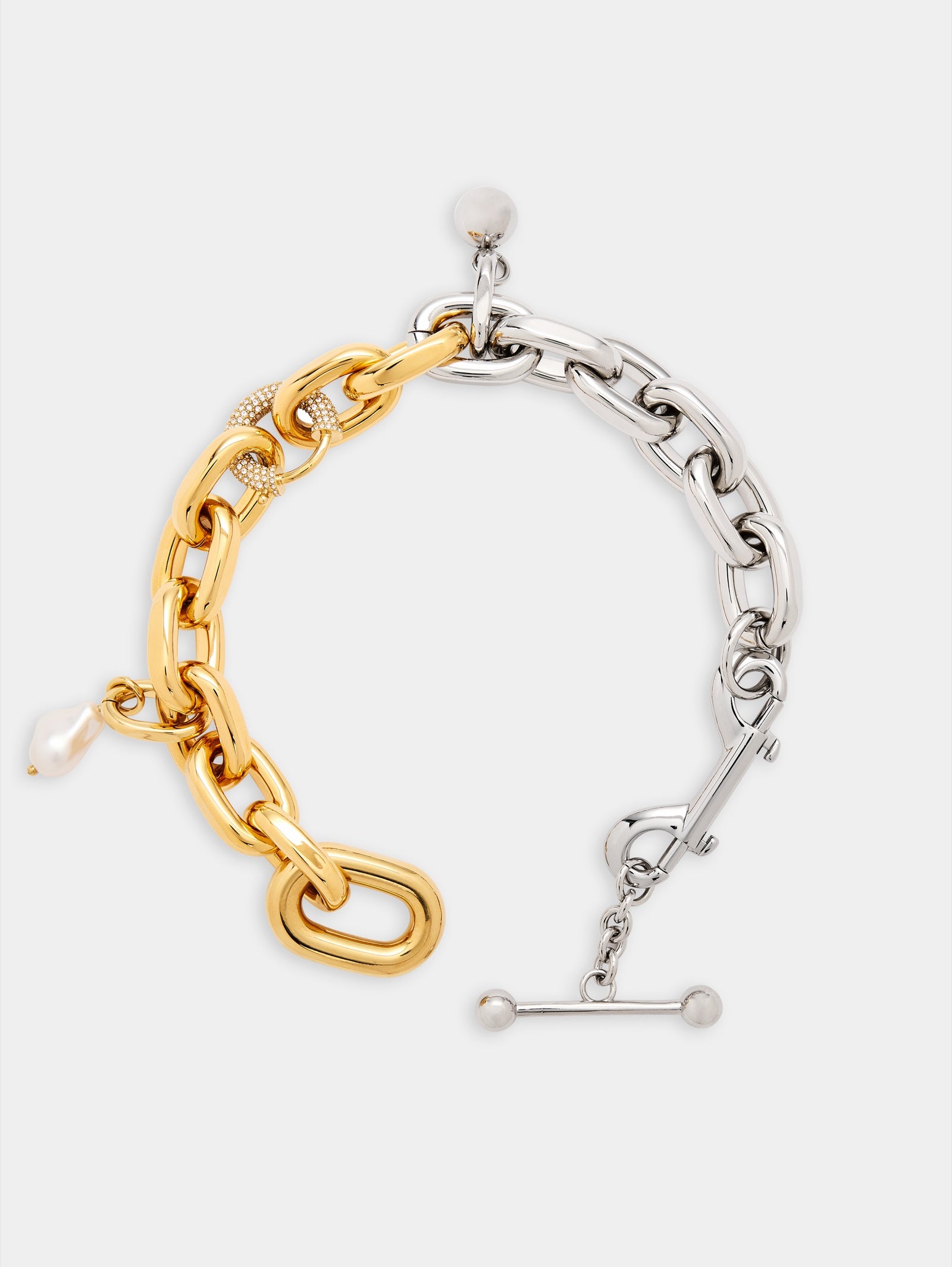 Necklace XL Link in bi-color punk style packshot side view 1 - Image 1