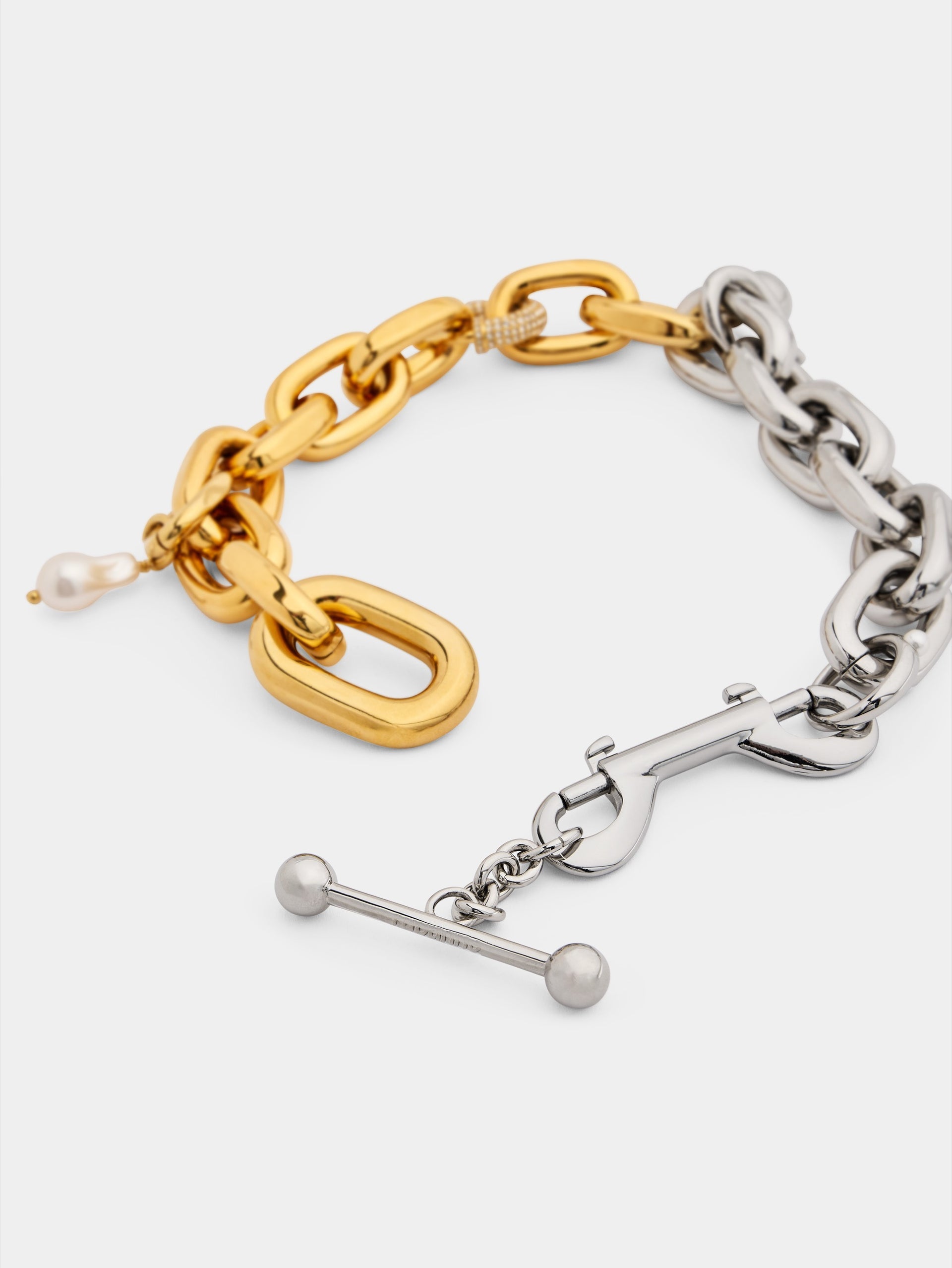 Necklace XL Link in bi-color punk style packshot side view 3