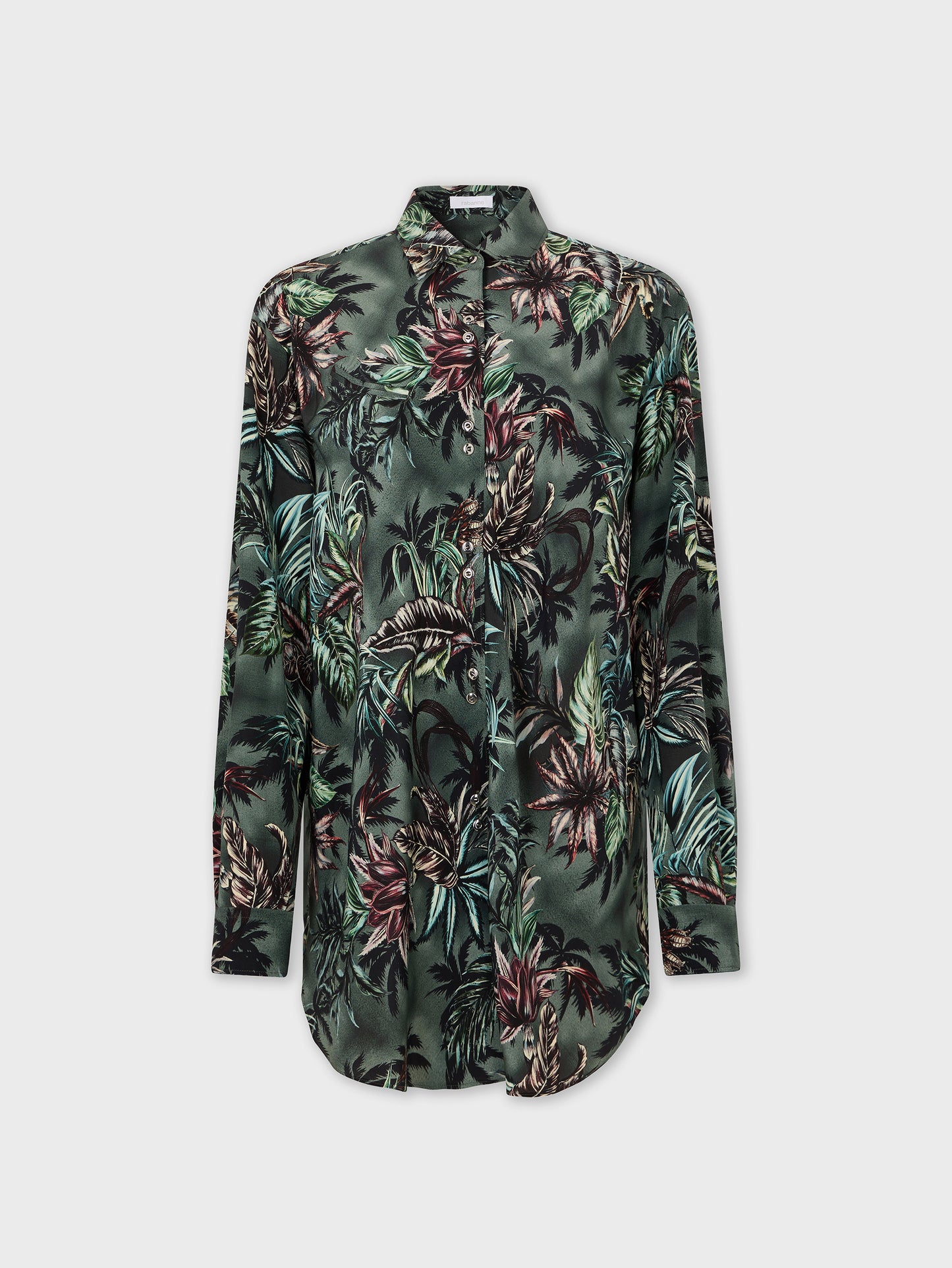 Oversized Shirt in Floral-Printed Silk Crepe