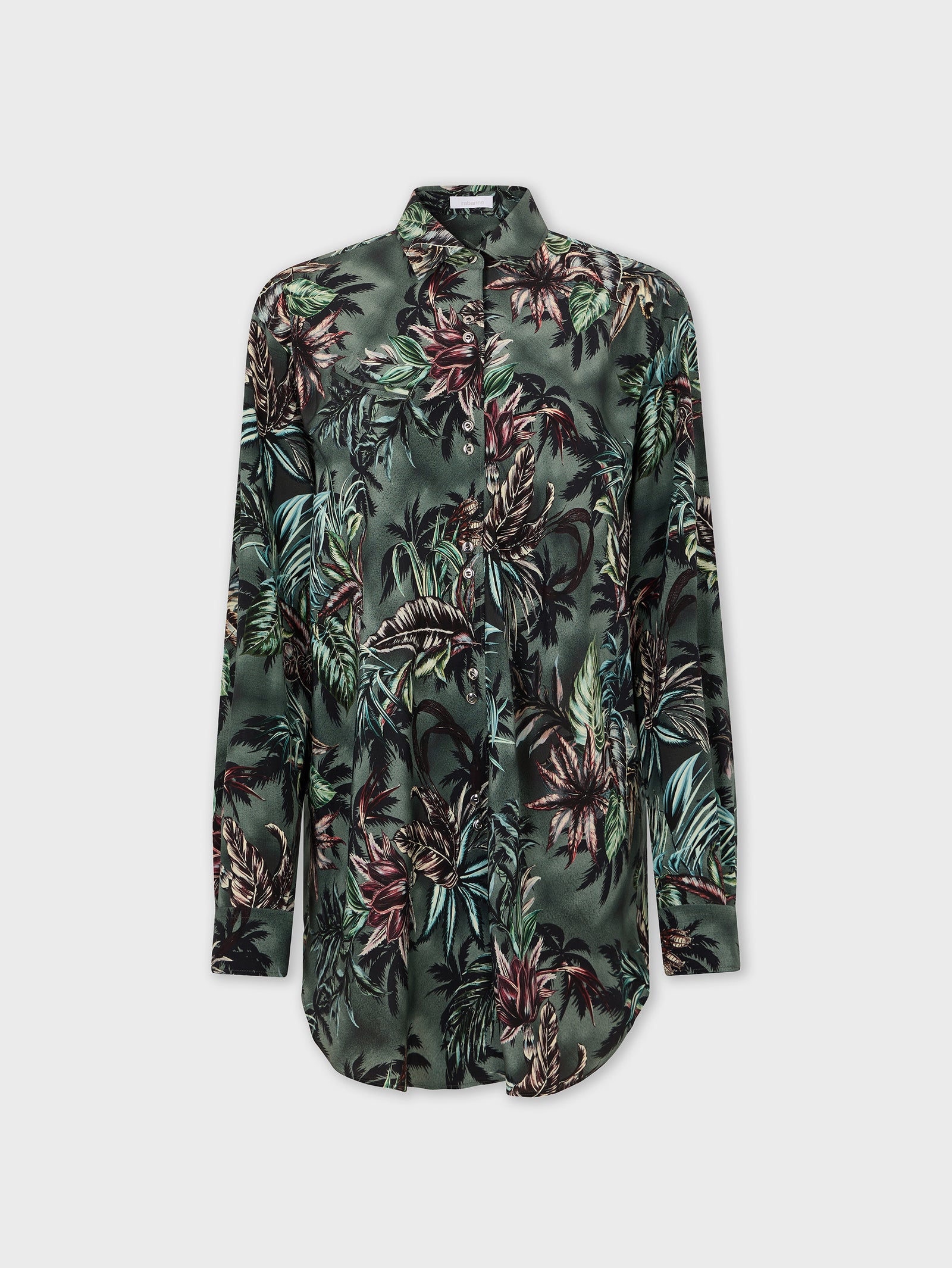 Oversized Shirt in Floral-Printed Silk Crepe packshot front view 1 - Image 1