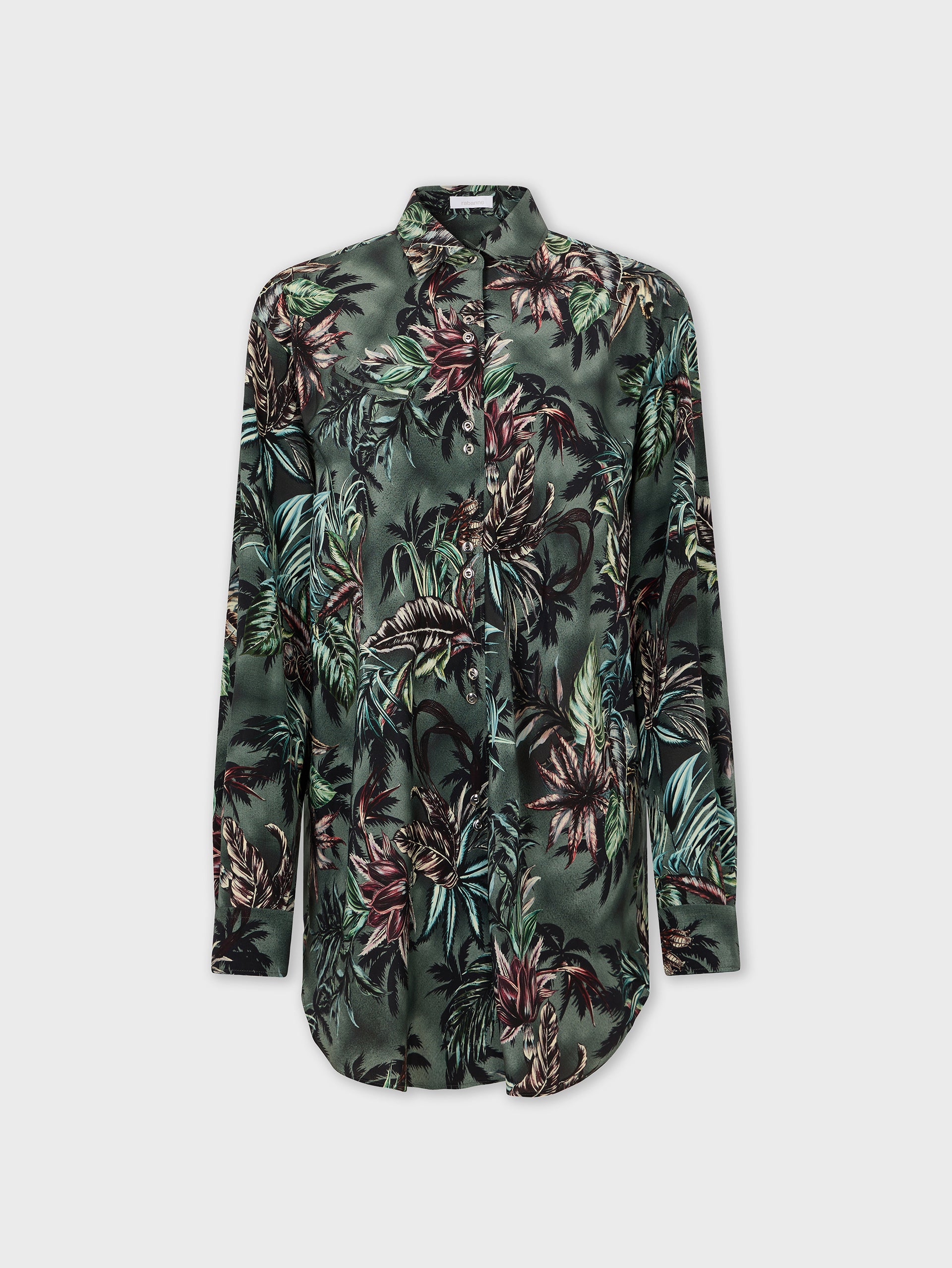 Oversized Shirt in Floral-Printed Silk Crepe