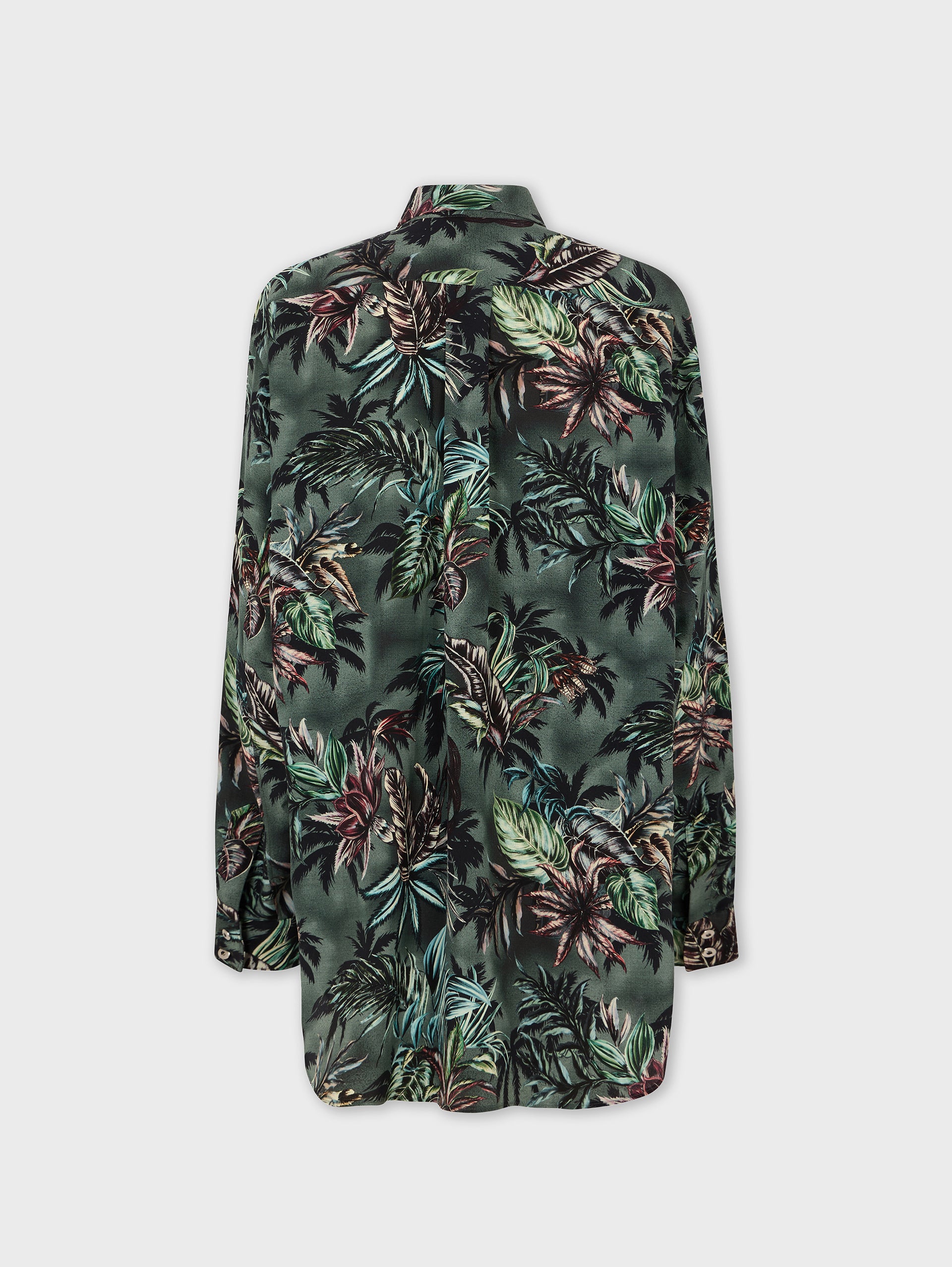 Oversized Shirt in Floral-Printed Silk Crepe