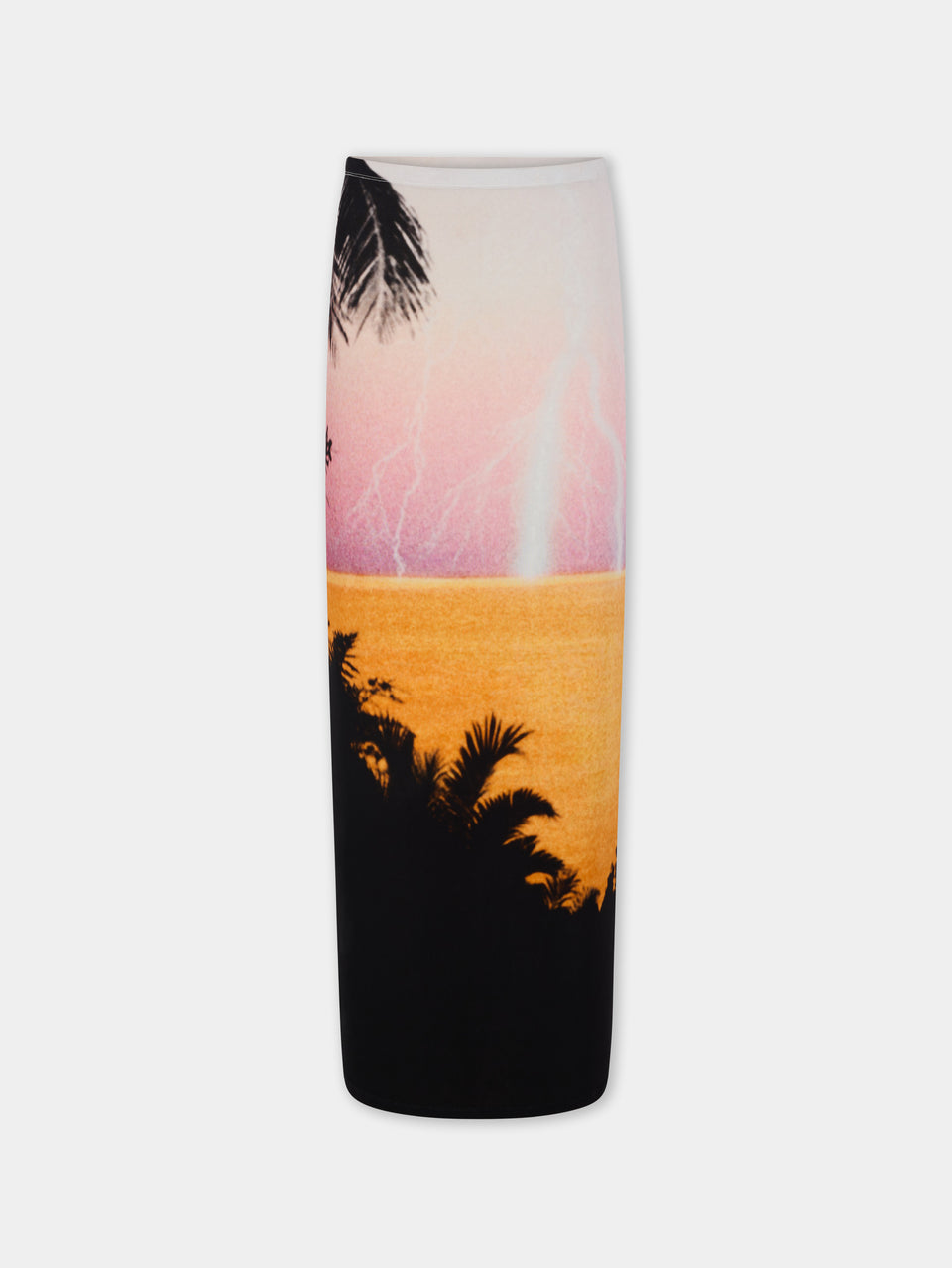 Maxi Skirt in Thunderstorm-Printed Second-Skin jersey - Image 1